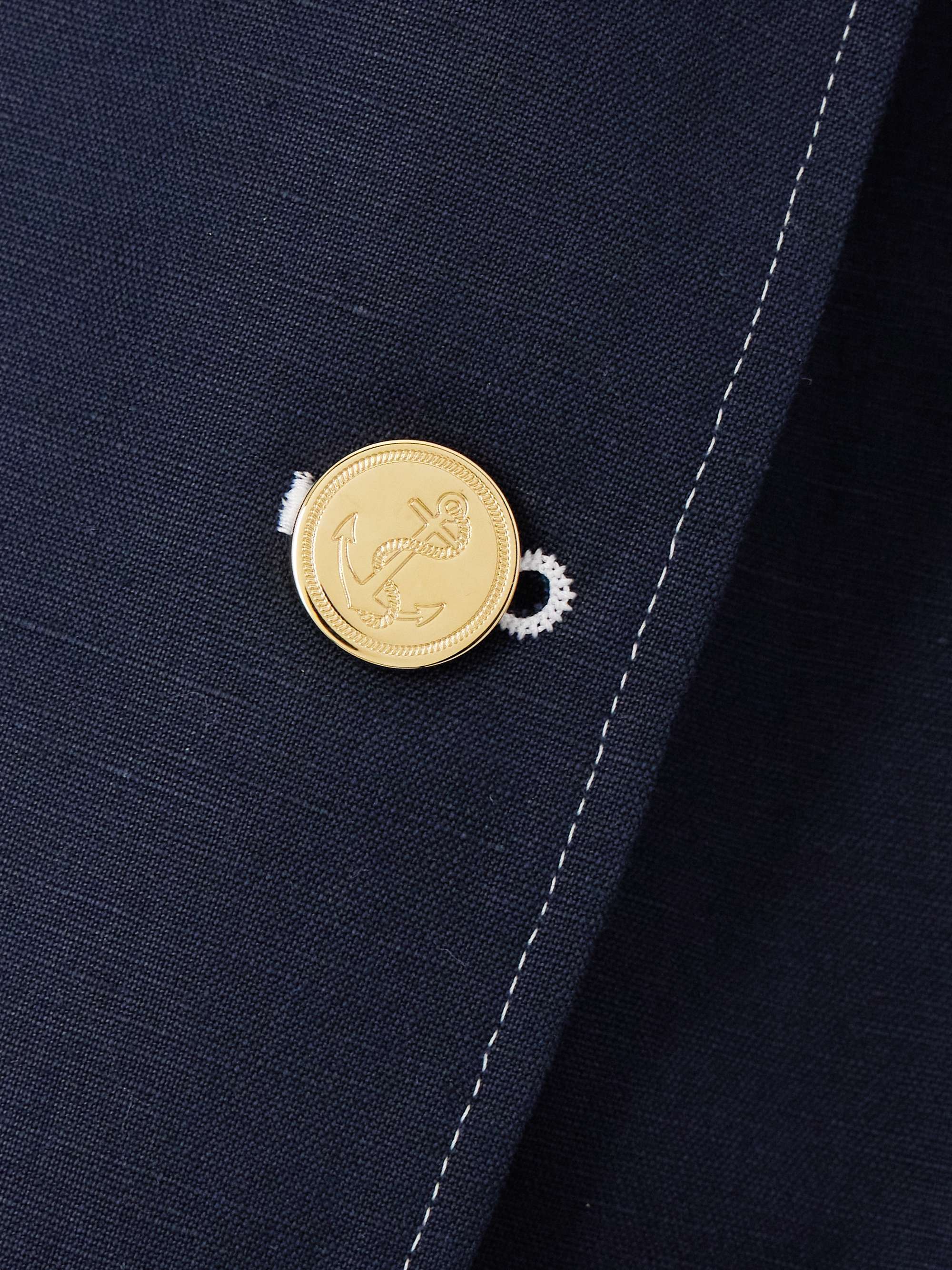 Cropped cotton and linen-blend blazer view