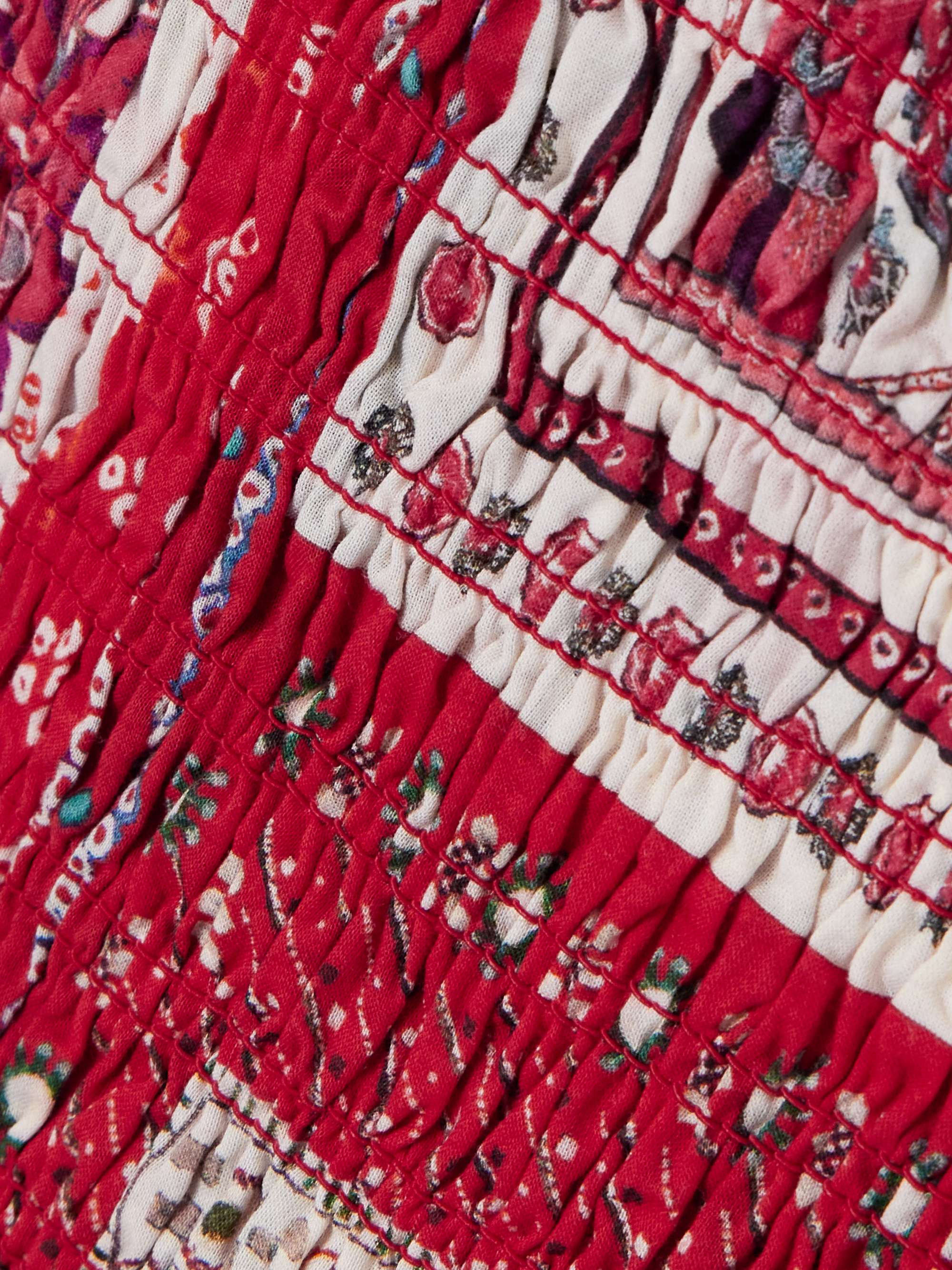 Anka tiered smocked bandana-print cotton mini dress view