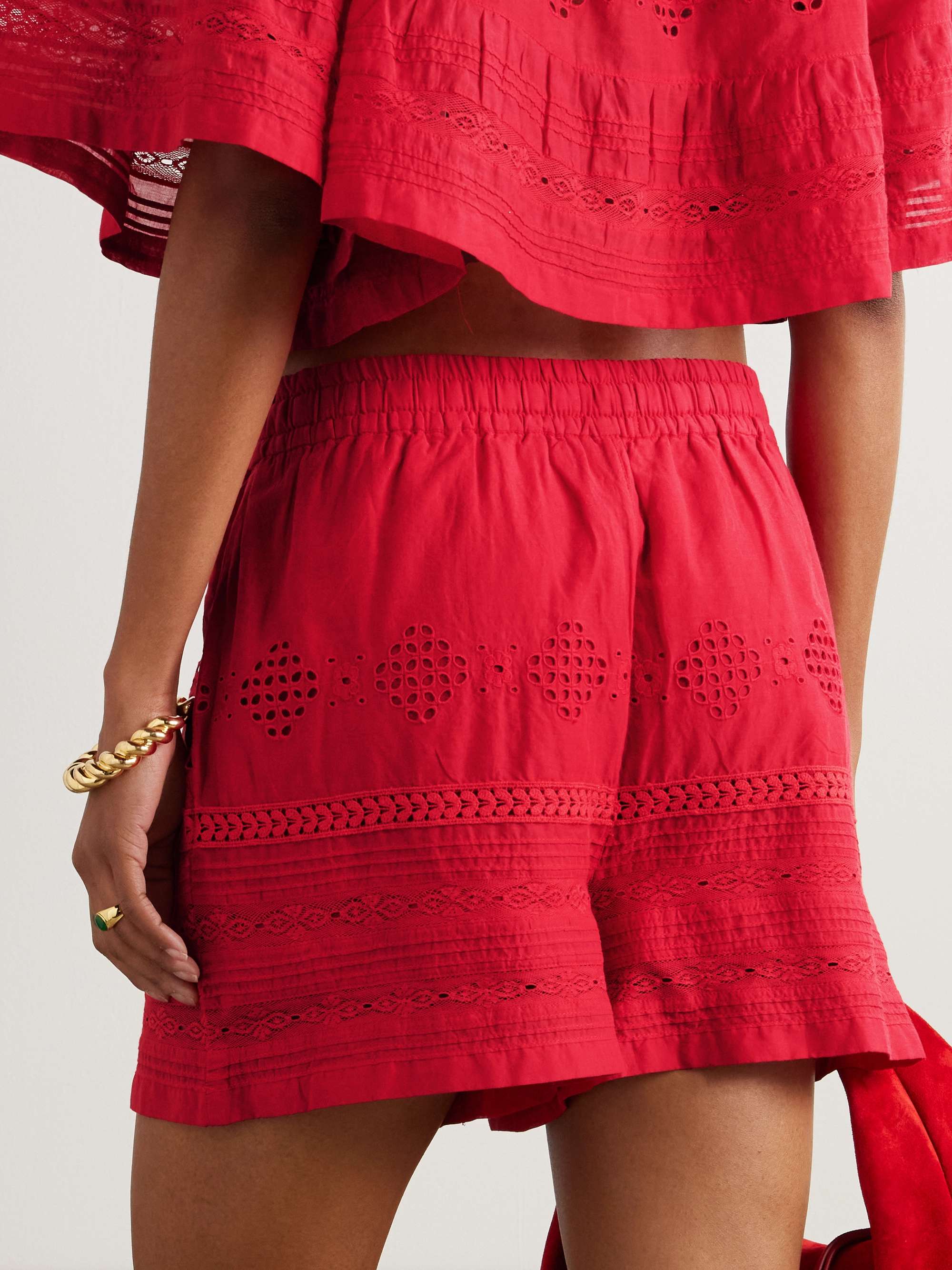 Damina crochet-trimmed broderie anglaise organic cotton-voile shorts view