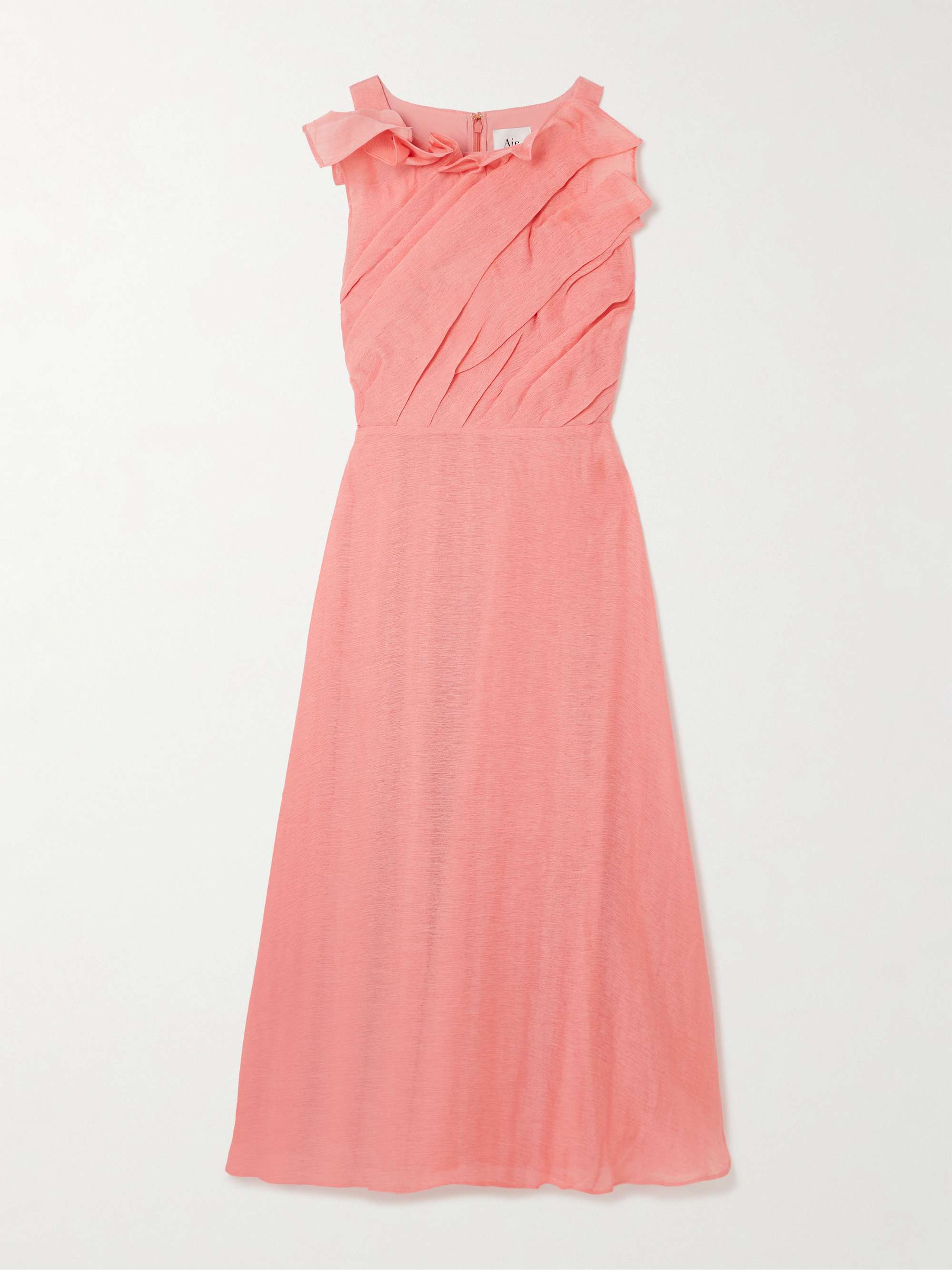 Genesis ruffled pleated muslin midi dress view