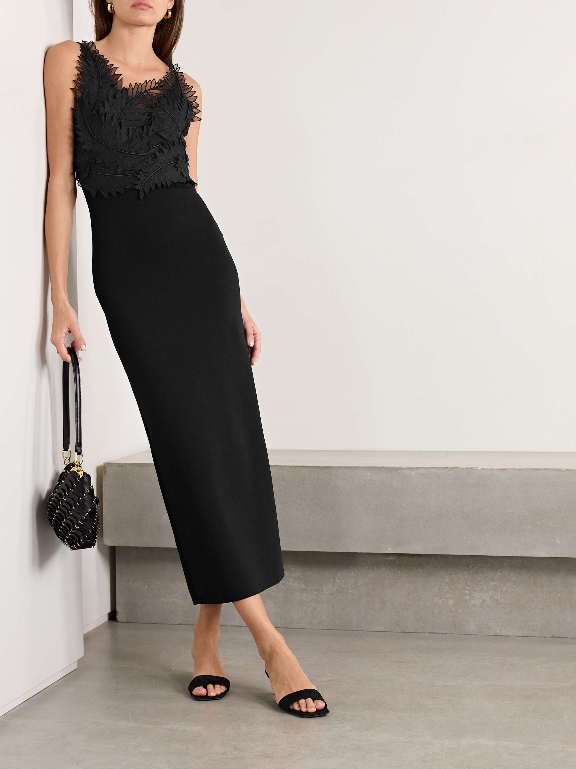 Daisy appliquéd stretch-knit maxi dress view