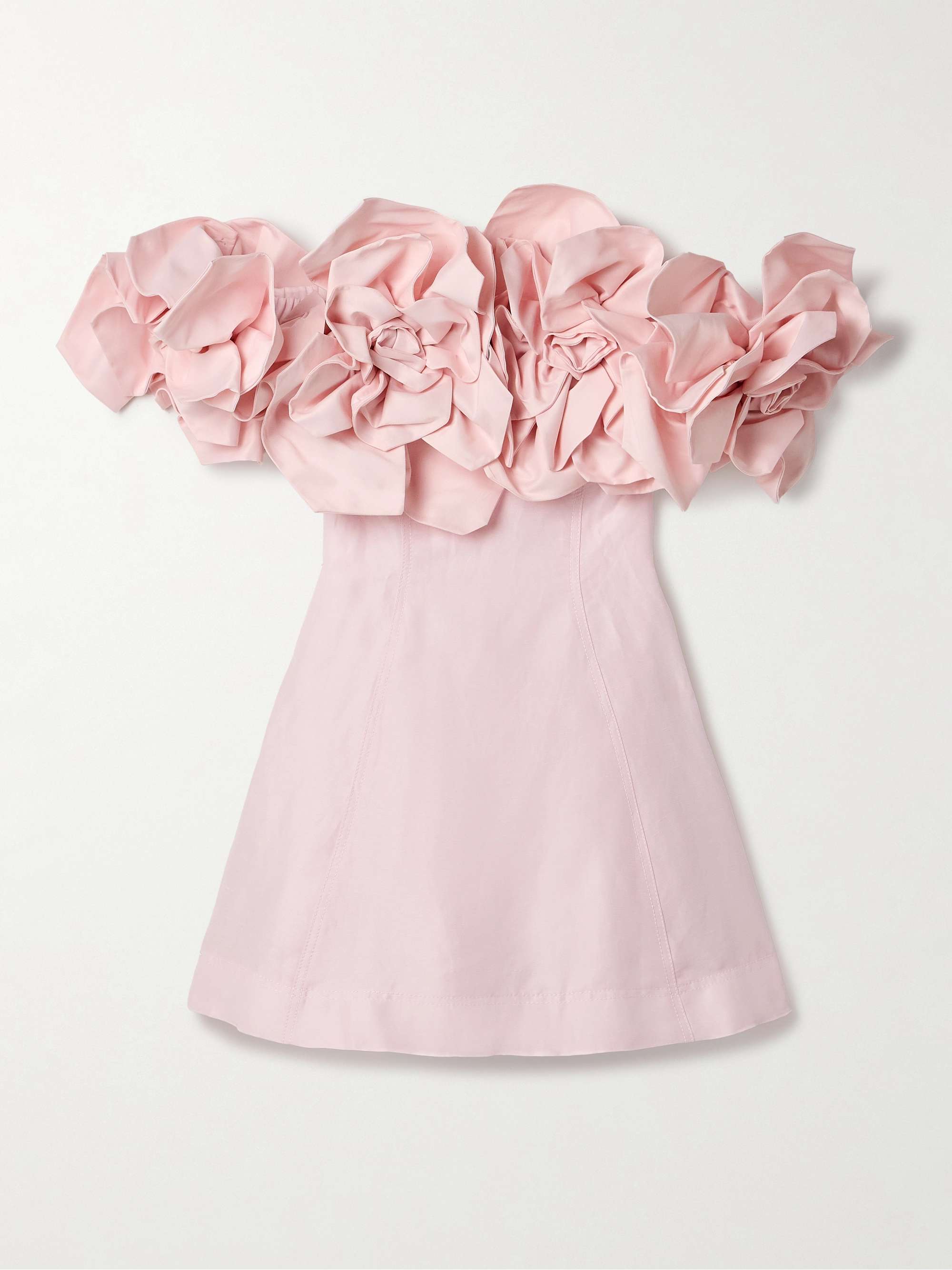 Etta off-the-shoulder appliquéd linen-blend mini dress view