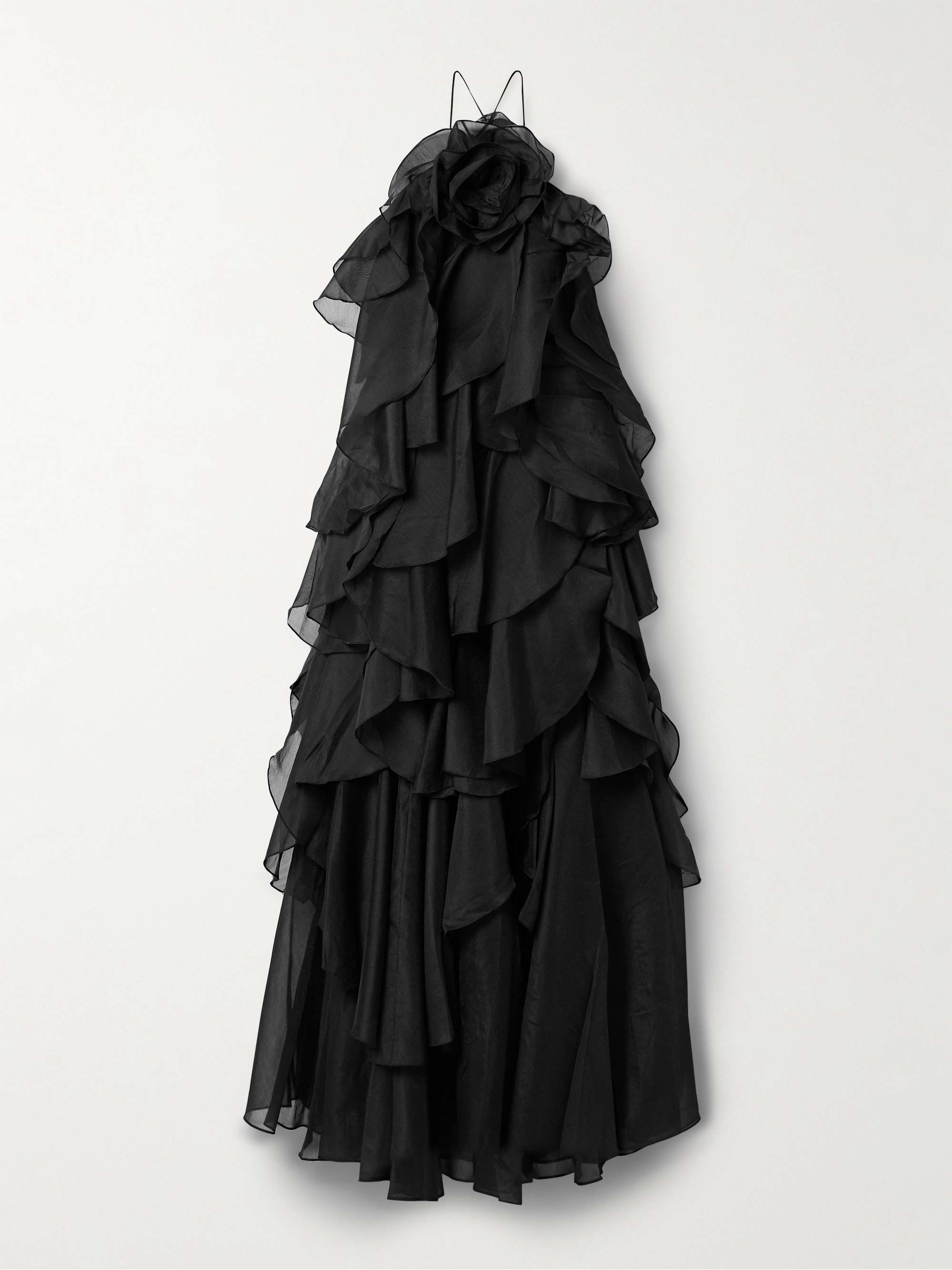 Pandorea appliquéd ruffled organza gown view
