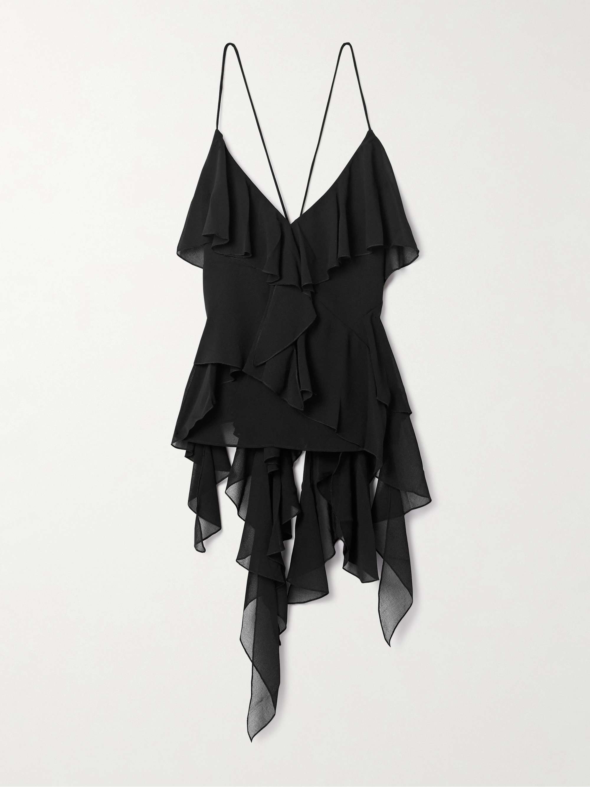 Valentine ruffled crepe tank view