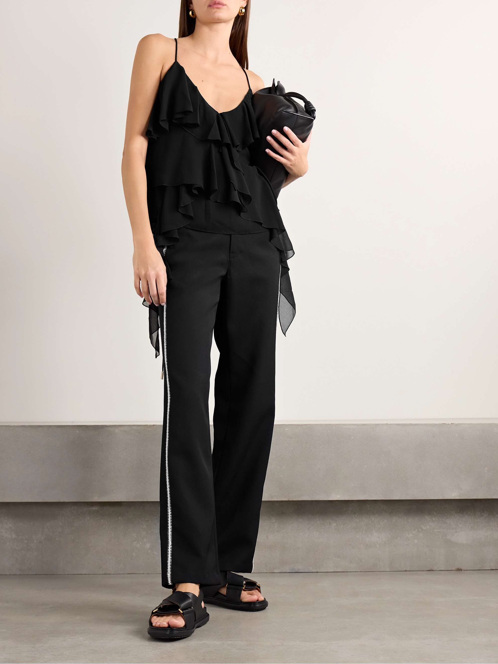 Valentine ruffled crepe tank view