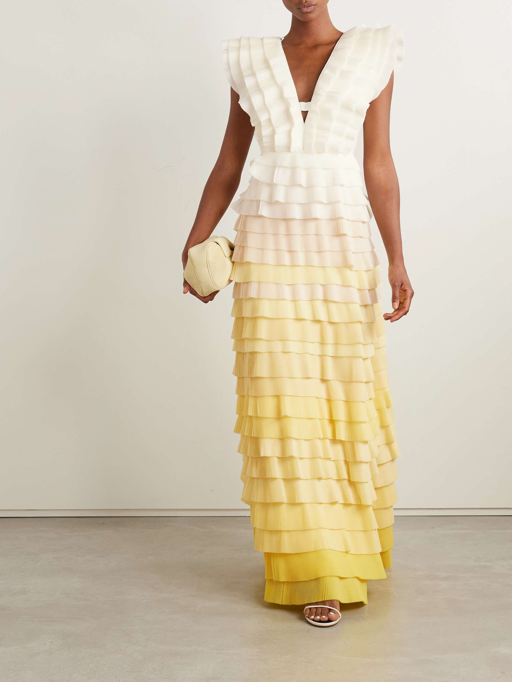 Reflection ruffled ombré plissé-organza maxi dress view
