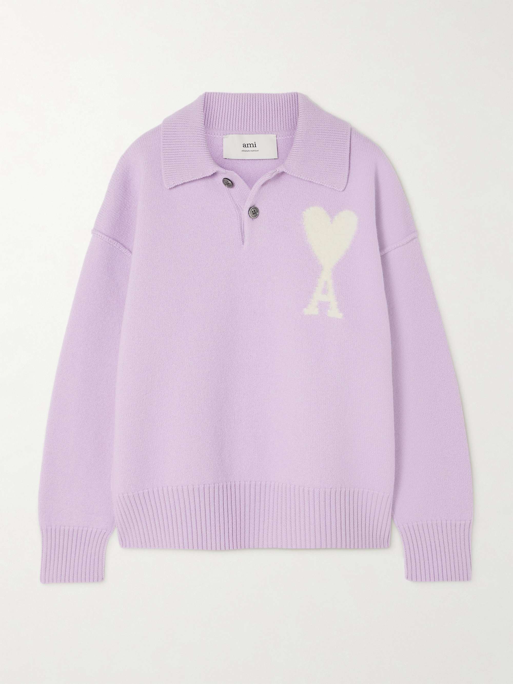Intarsia wool polo sweater view