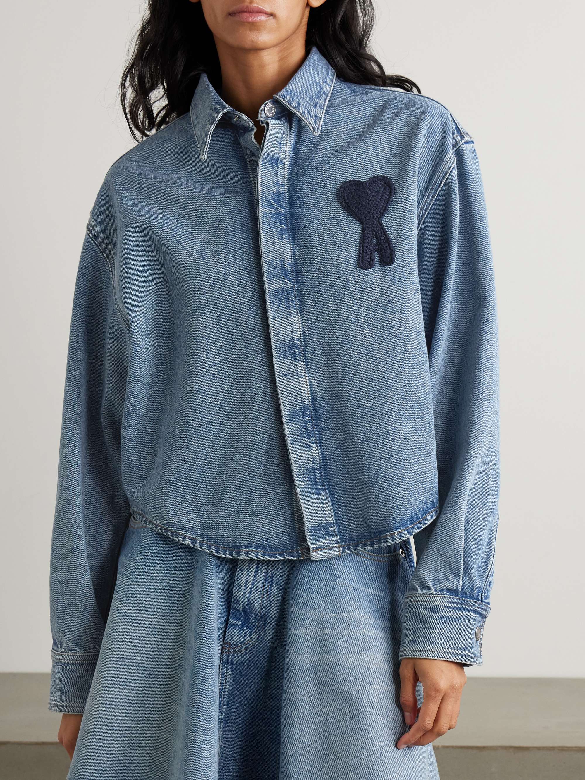 ADC cropped appliquéd denim shirt view