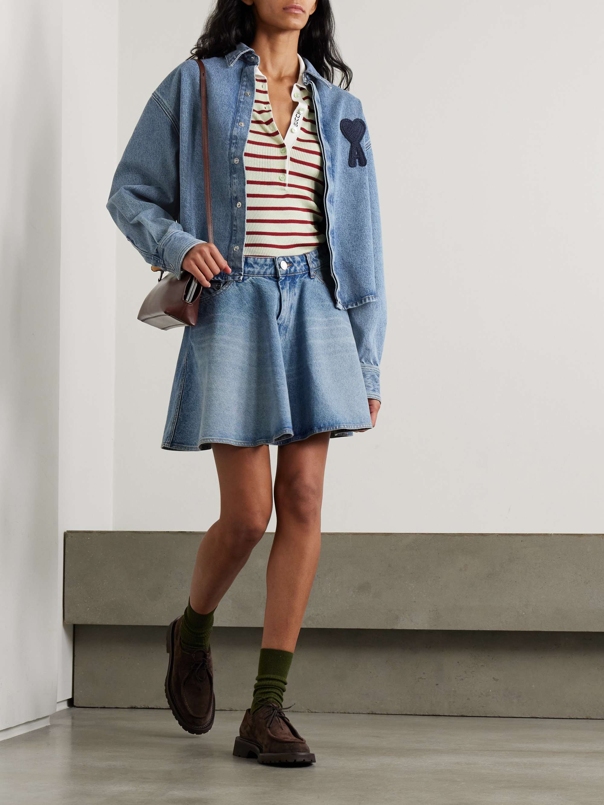 ADC cropped appliquéd denim shirt view