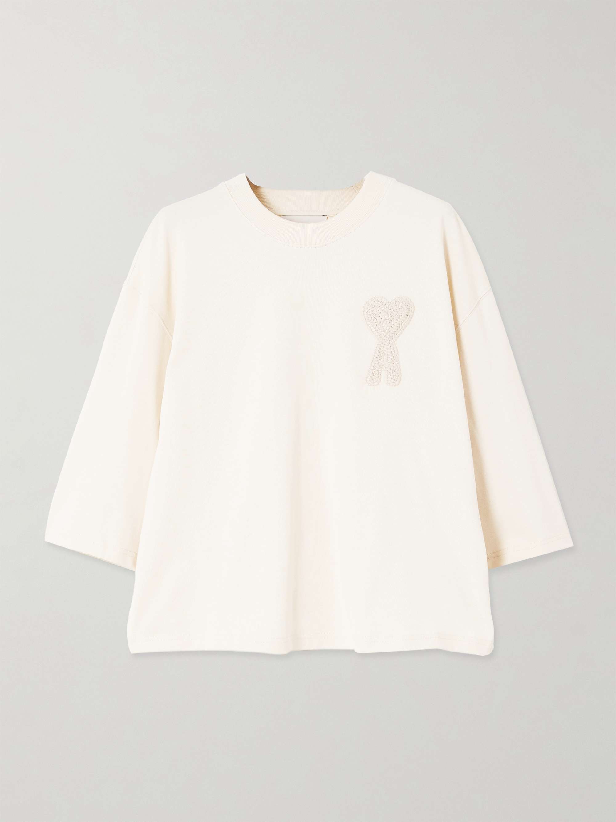 Embroidered organic cotton-jersey T-shirt view