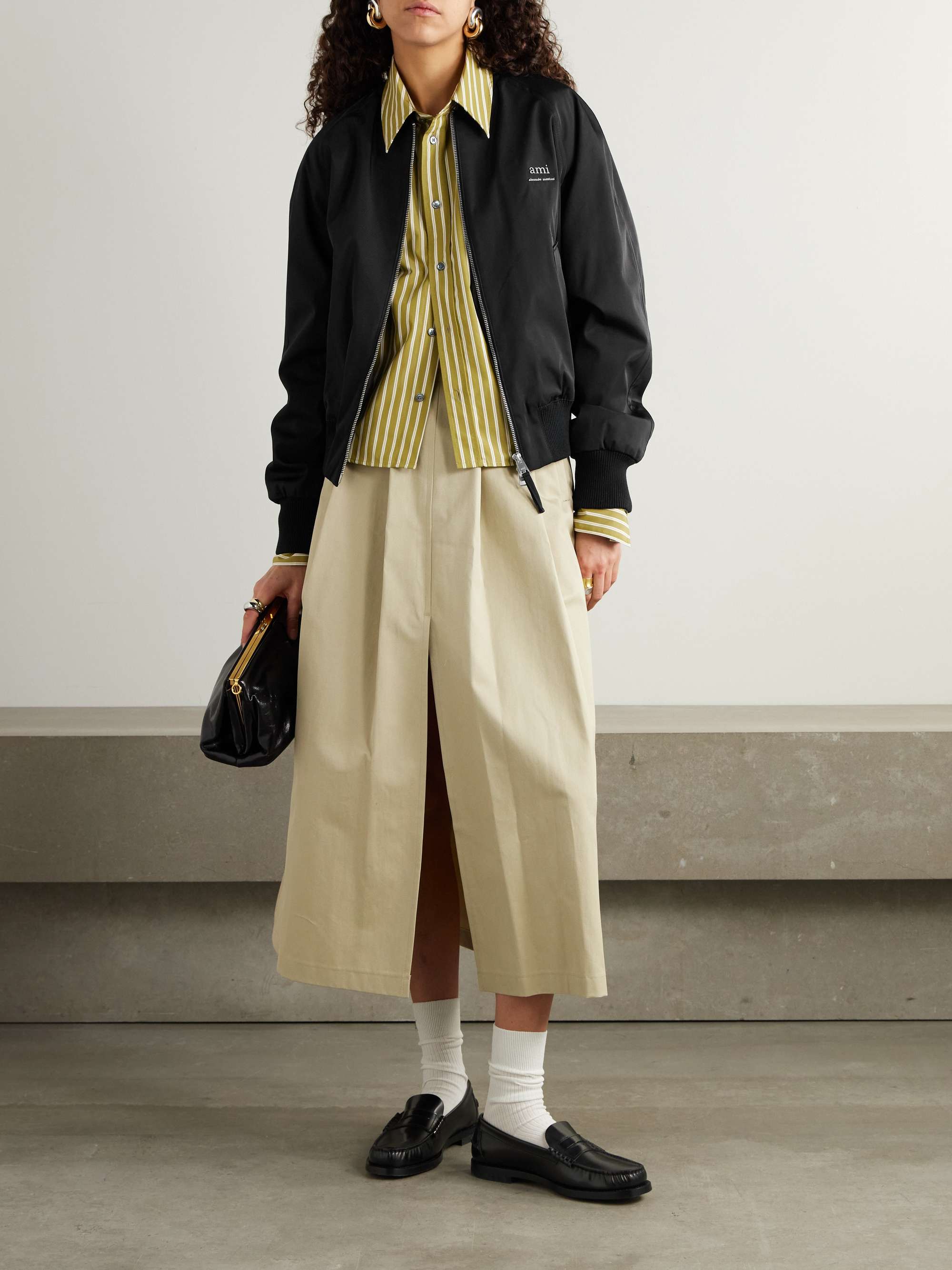 Embellished twill bomber jacket view