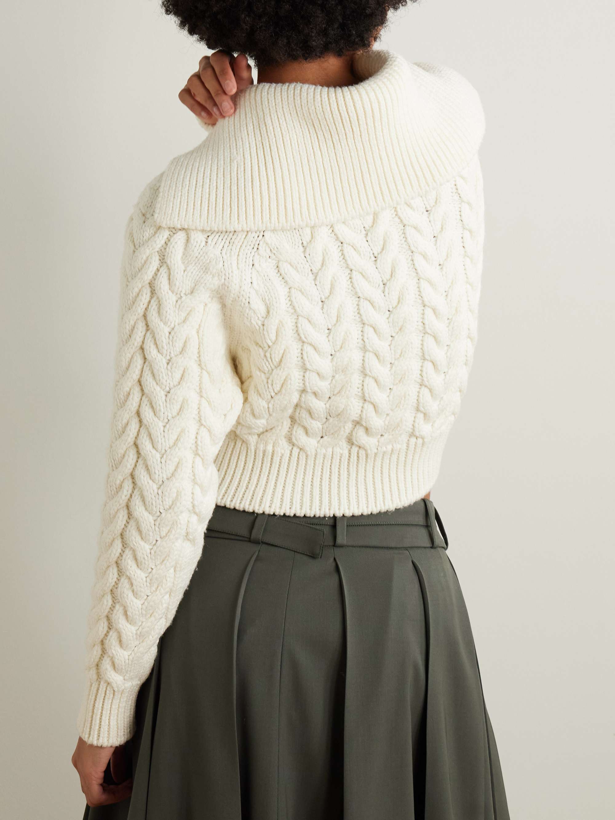 Sailor cropped cable-knit merino wool sweater view