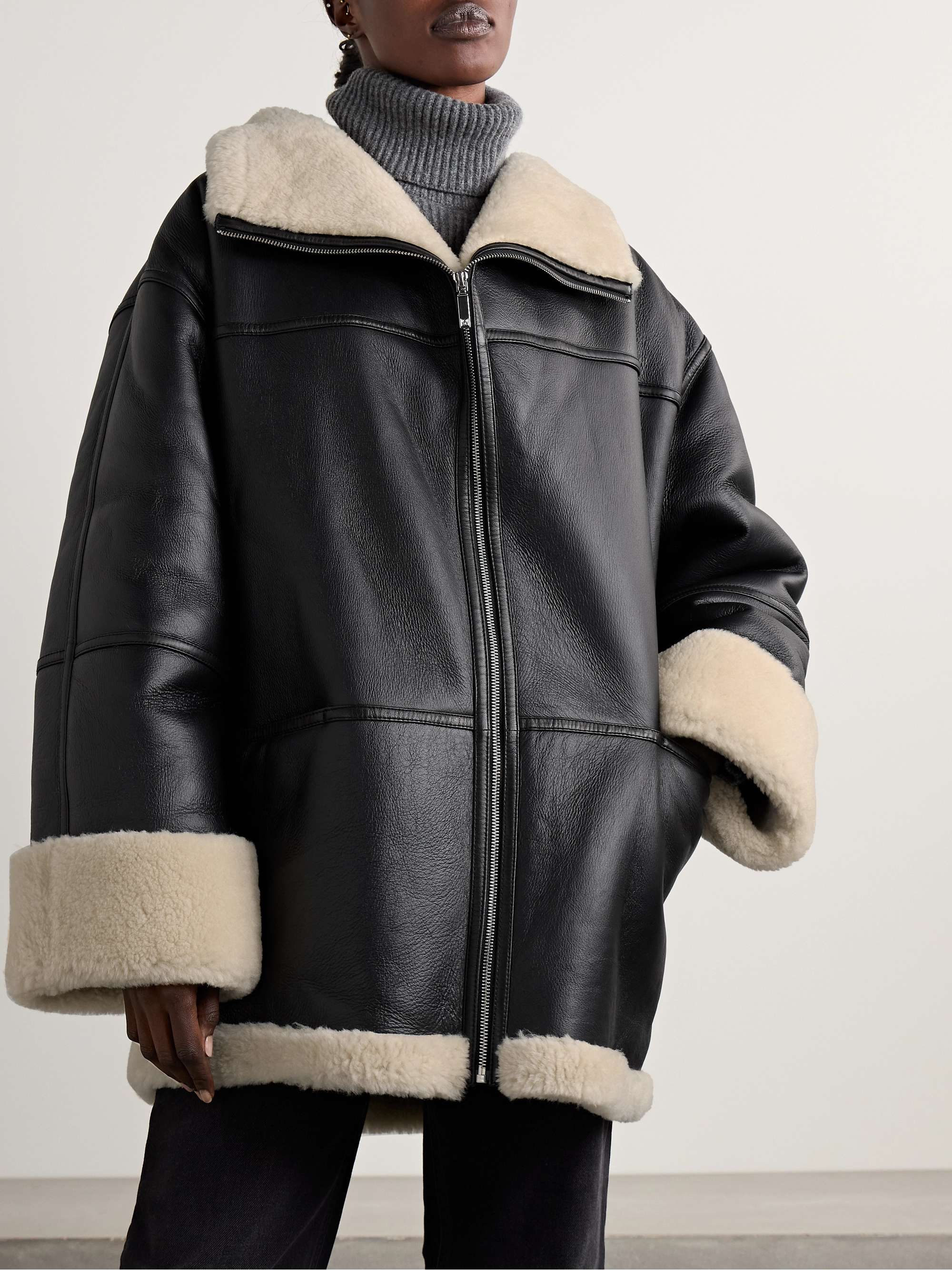Two-tone shearling jacket view
