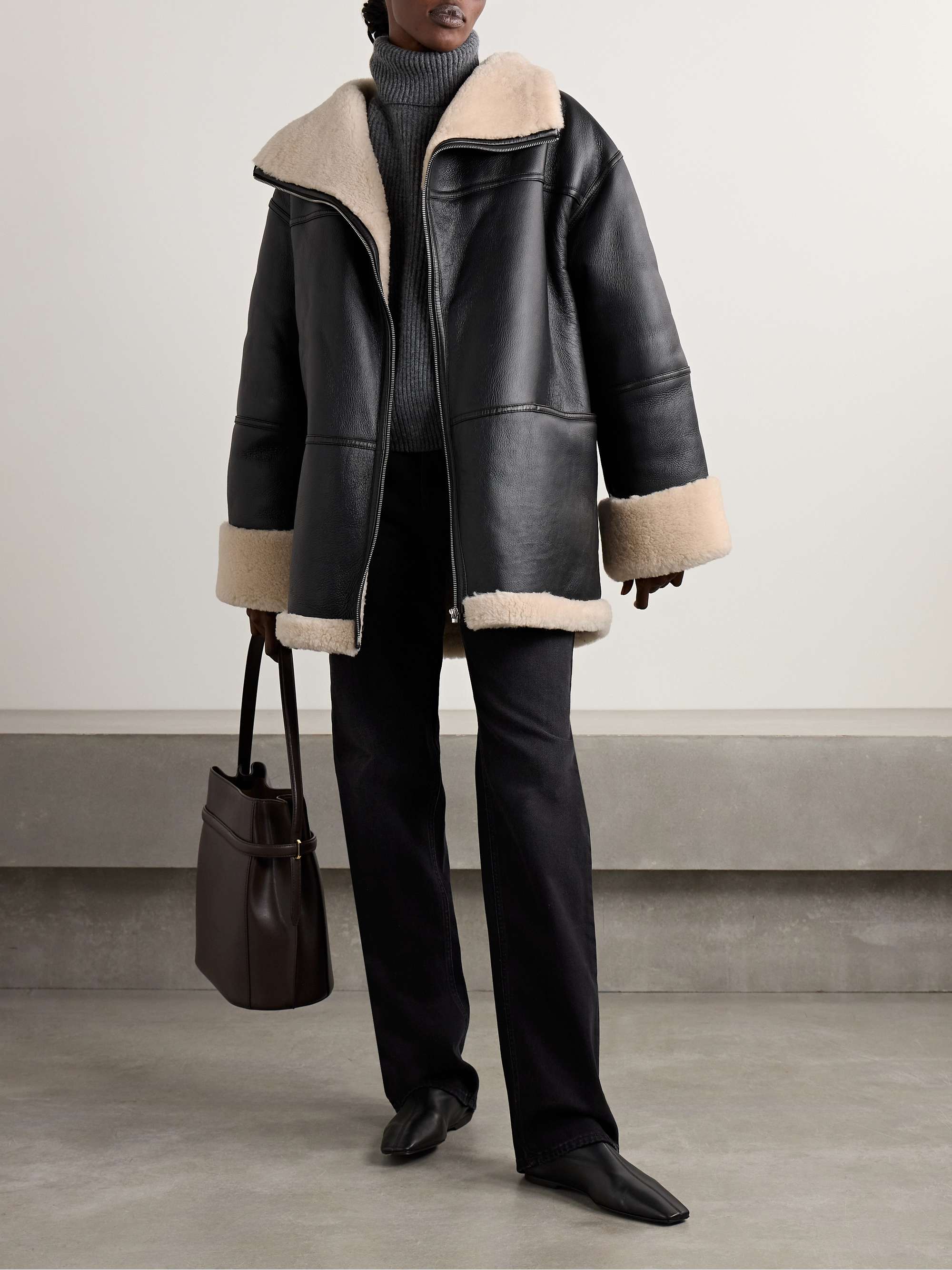 Two-tone shearling jacket view