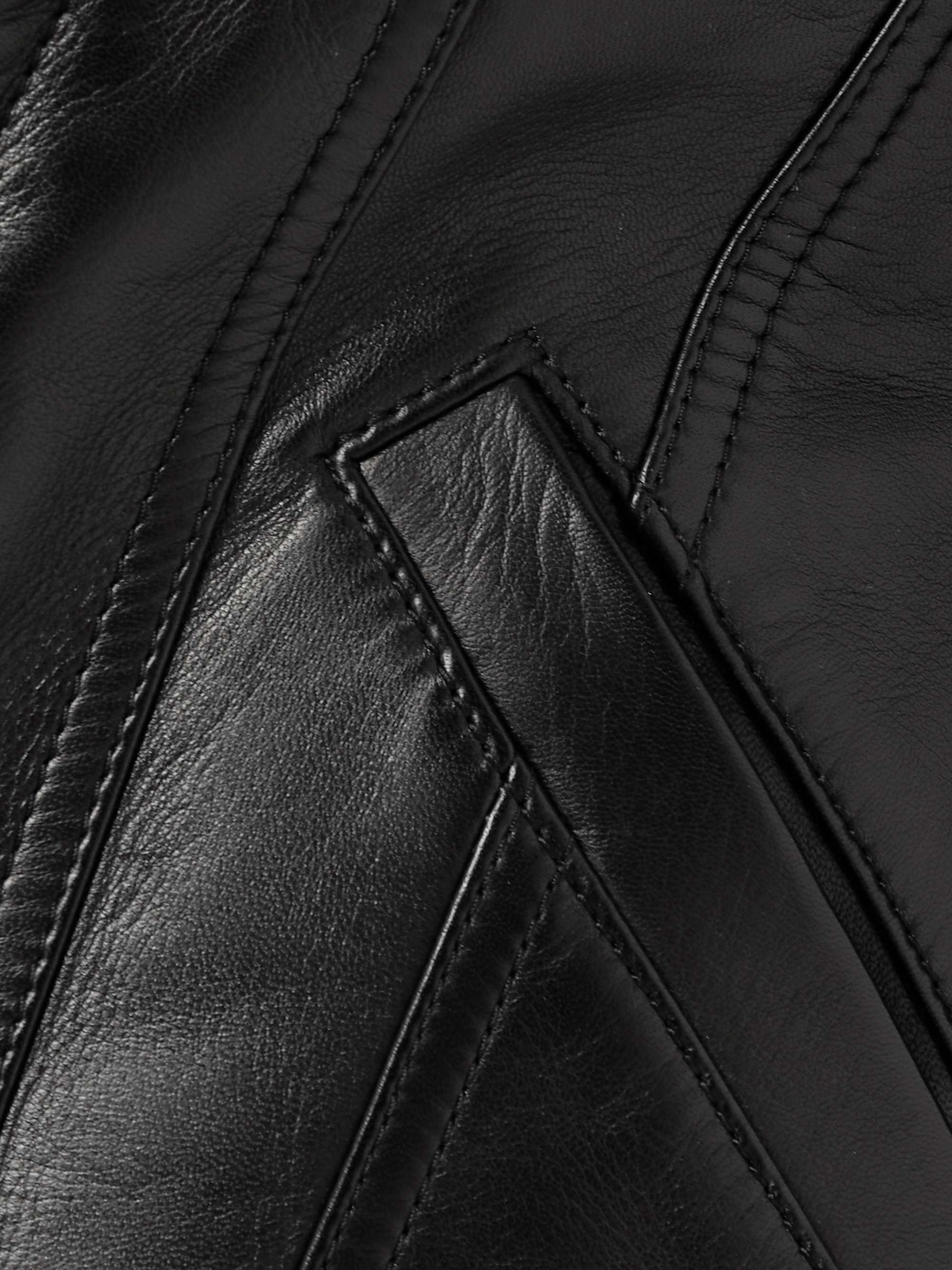 Corduroy-trimmed leather peplum jacket view