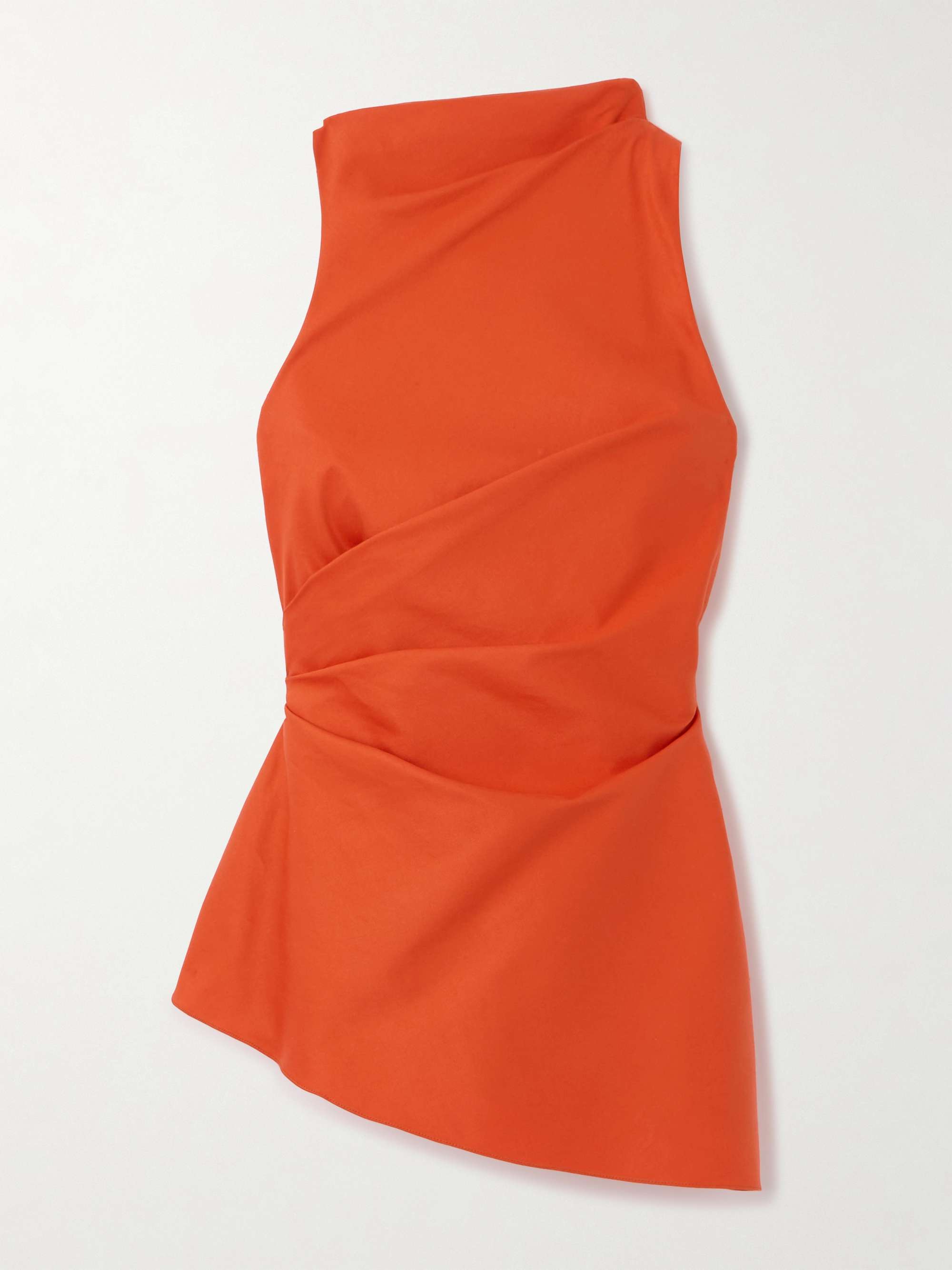 Asymmetric gathered cotton-blend blouse view