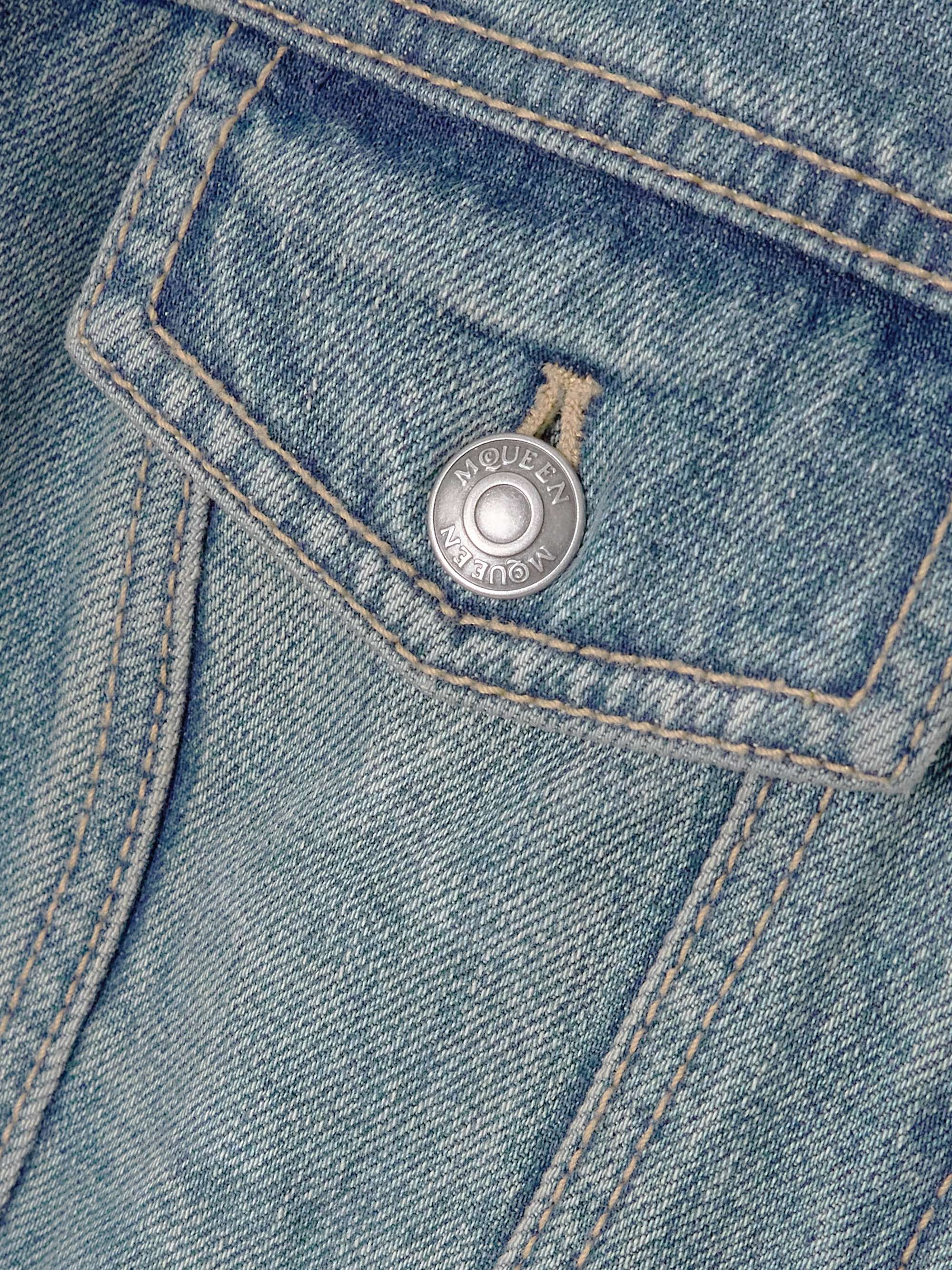 Corduroy-trimmed denim peplum jacket view