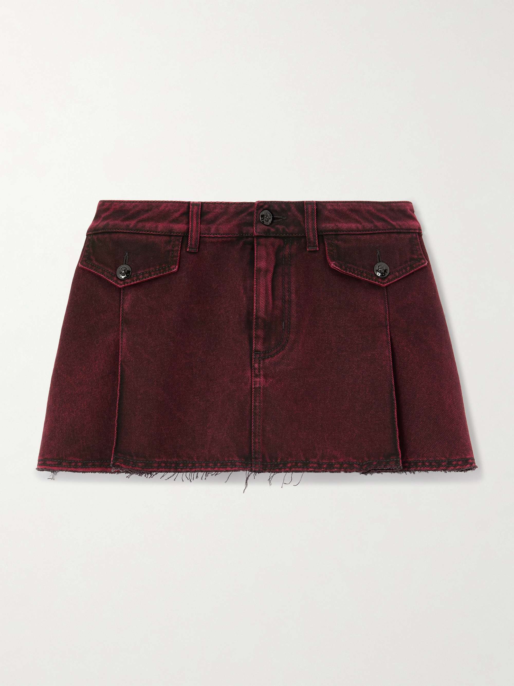 Pleated frayed denim mini skirt view