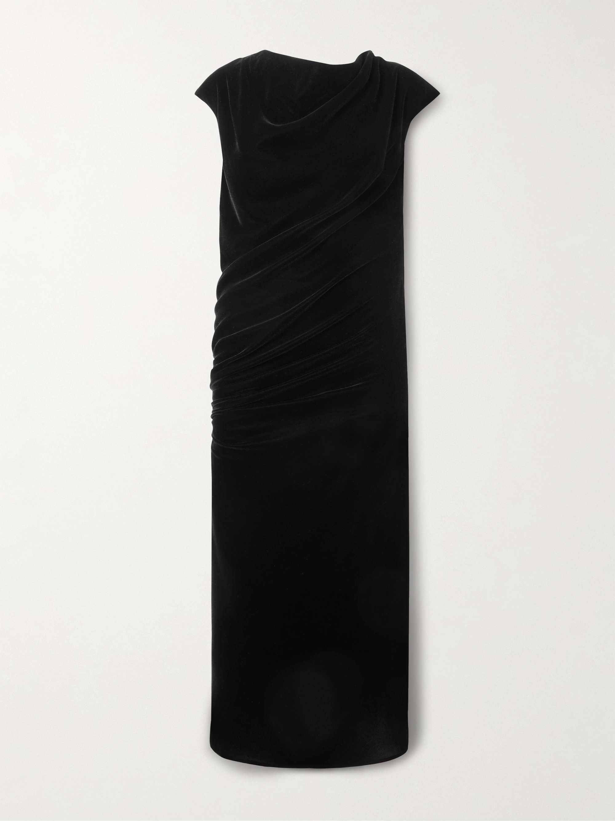 Draped velvet maxi dress view