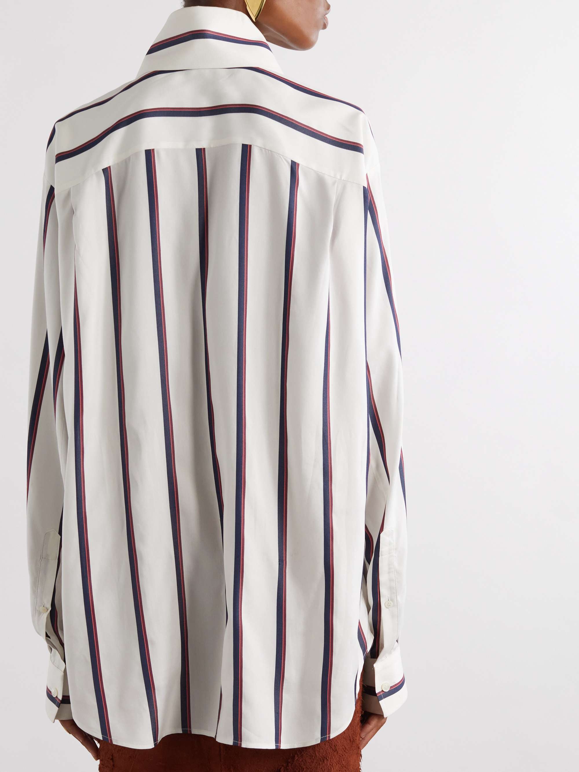Oversized striped silk-twill shirt view