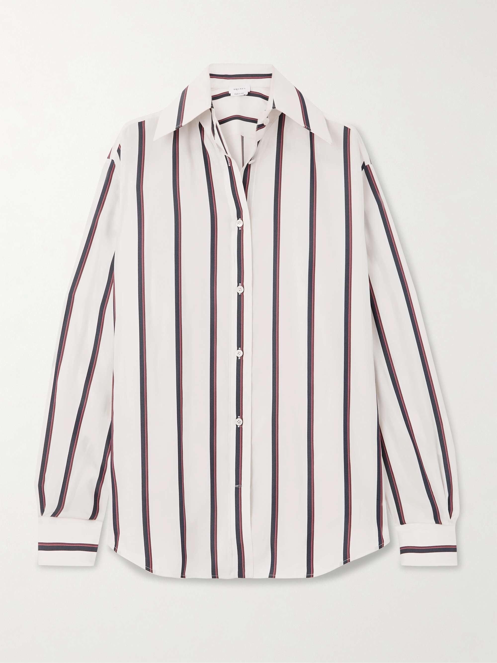 Oversized striped silk-twill shirt view