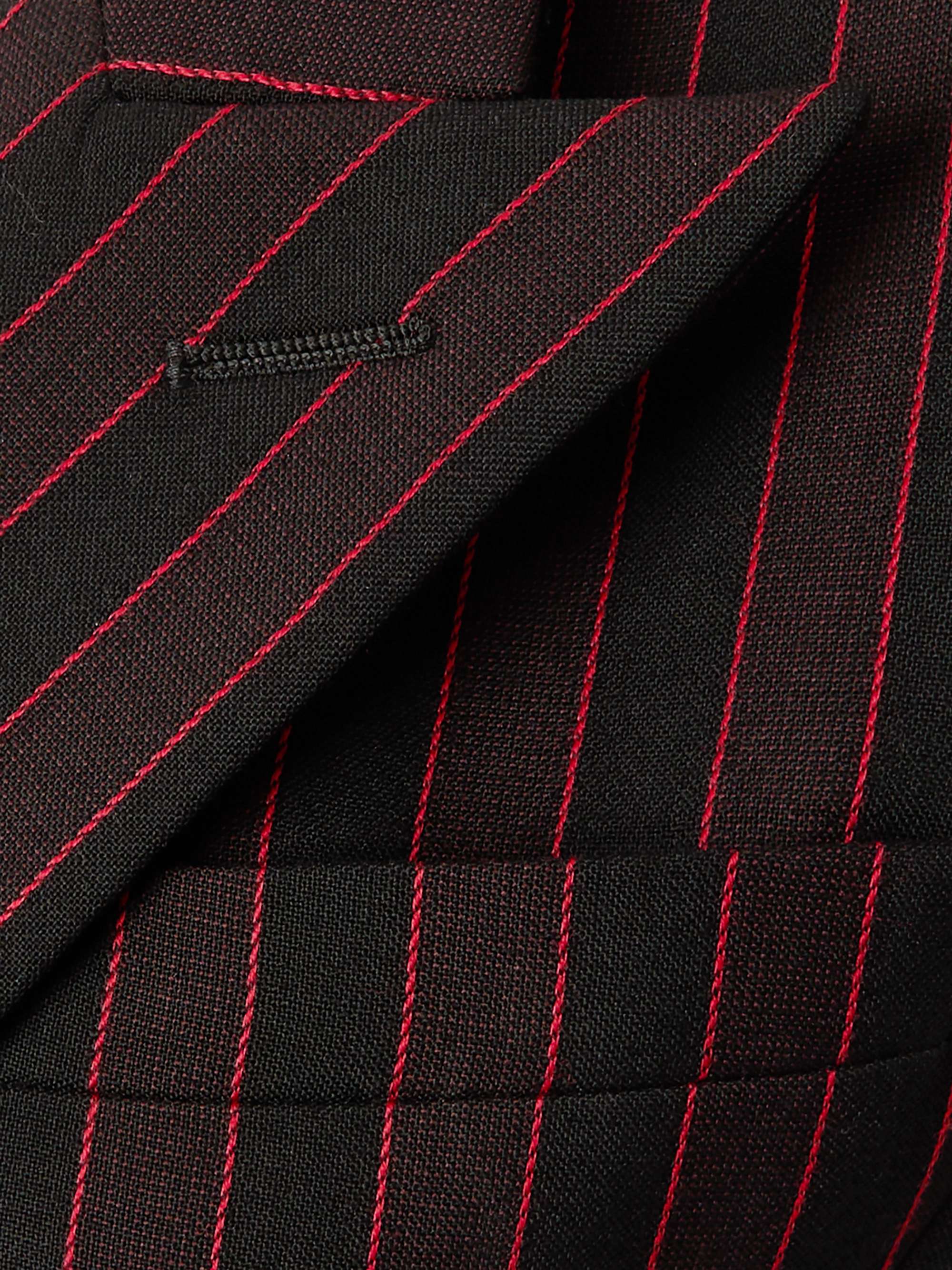 Double-breasted striped wool blazer view