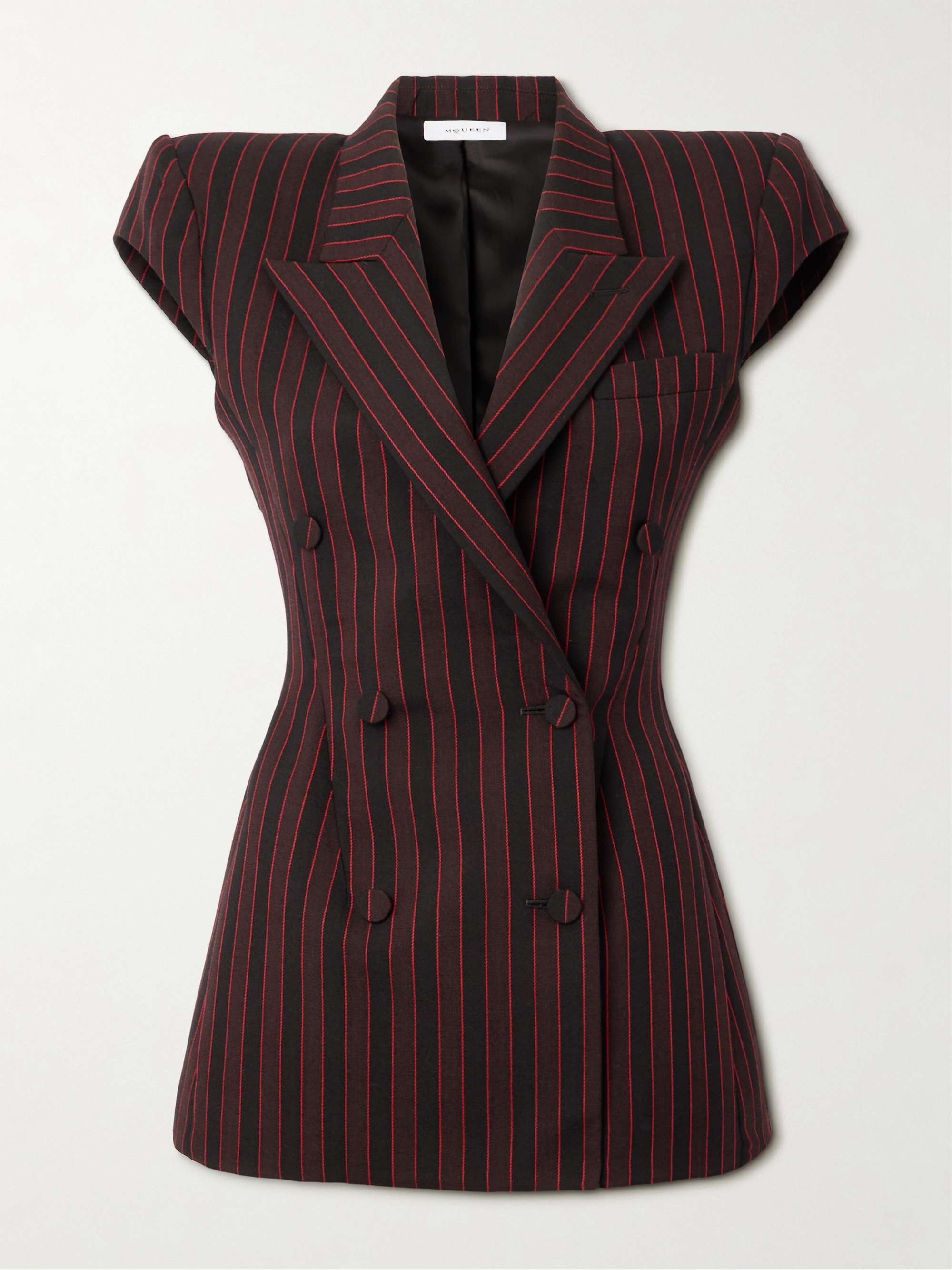 Double-breasted striped wool blazer view