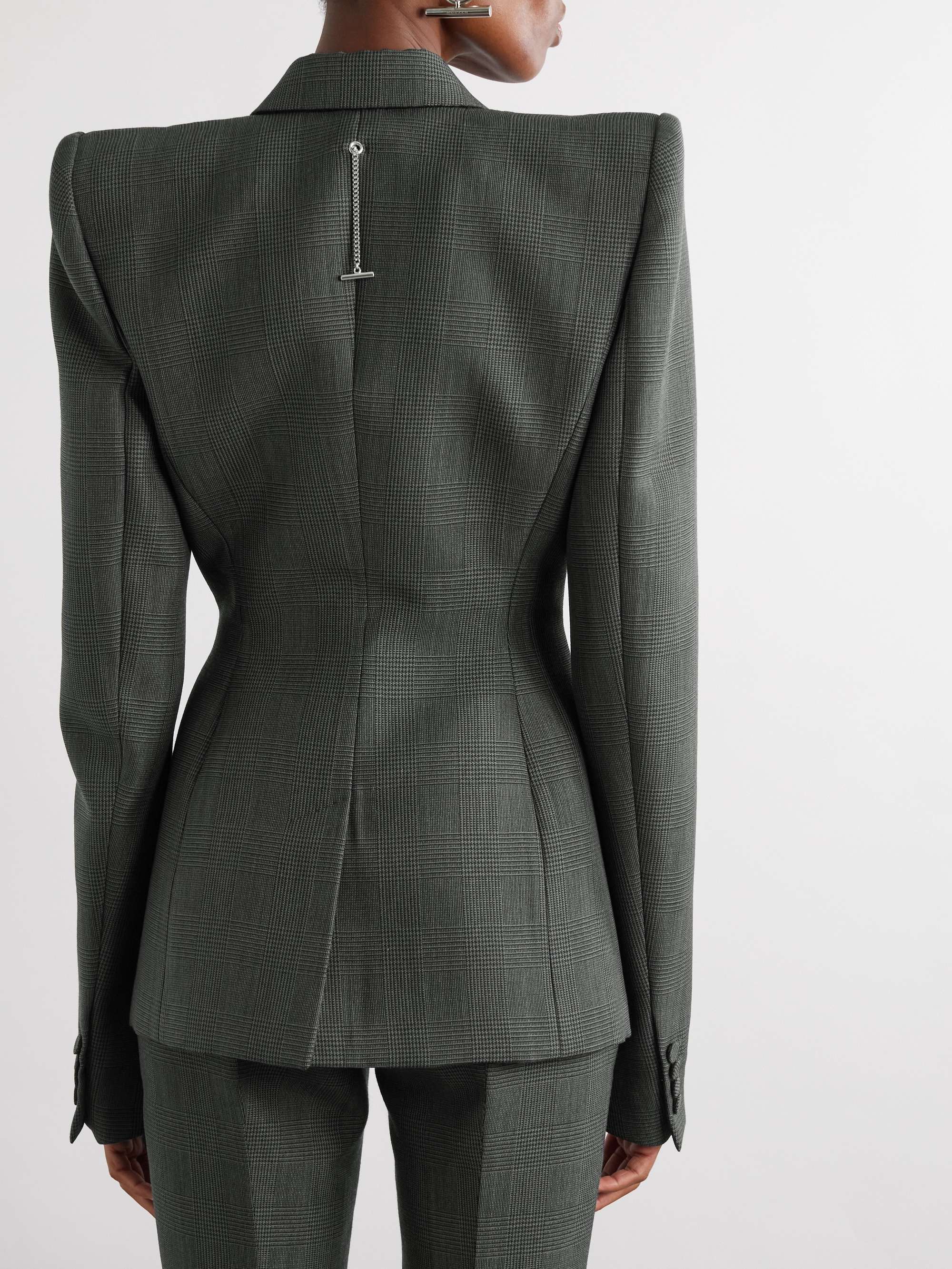 Double-breasted wool and mohair-blend blazer view