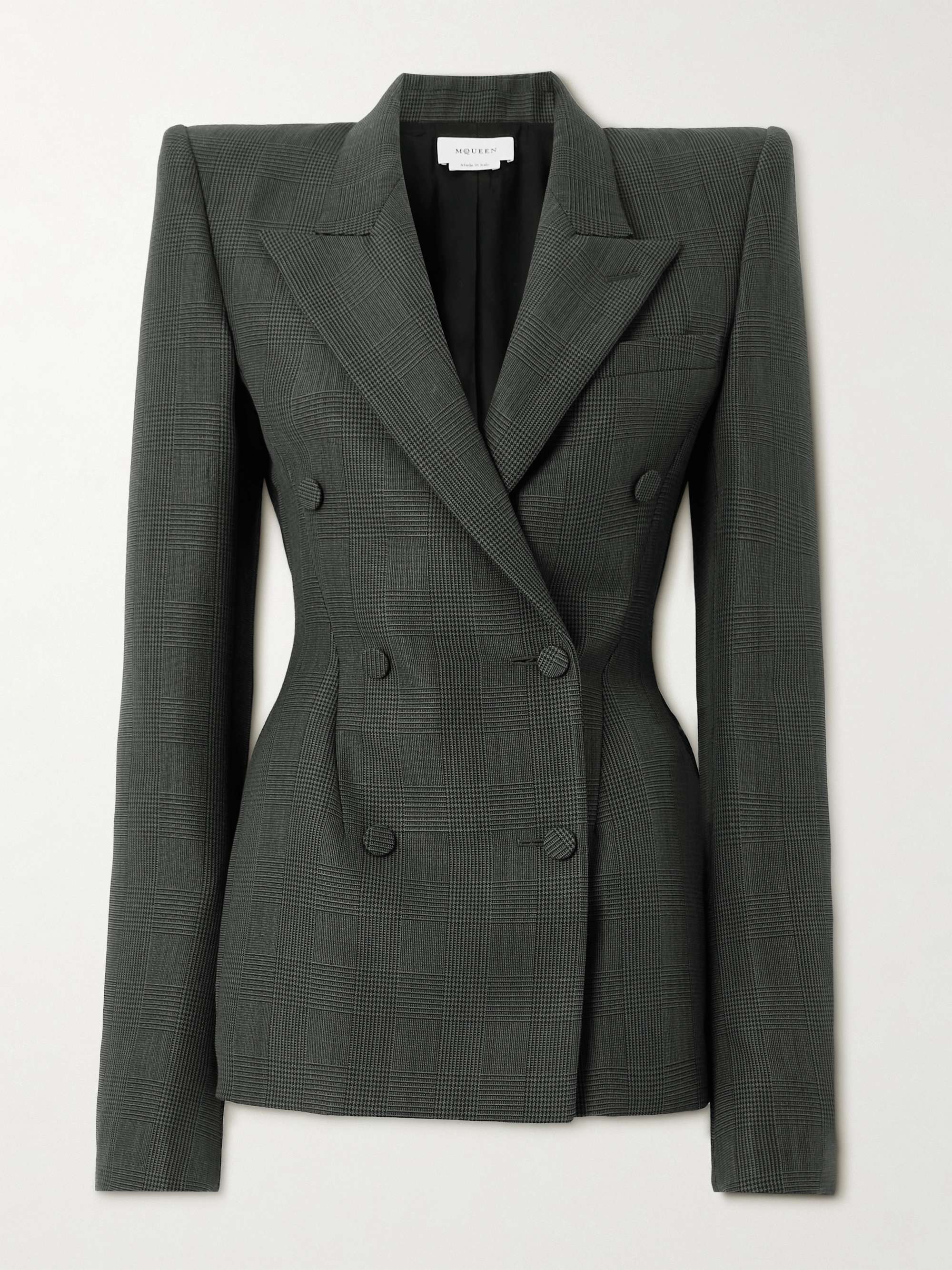 Double-breasted wool and mohair-blend blazer view