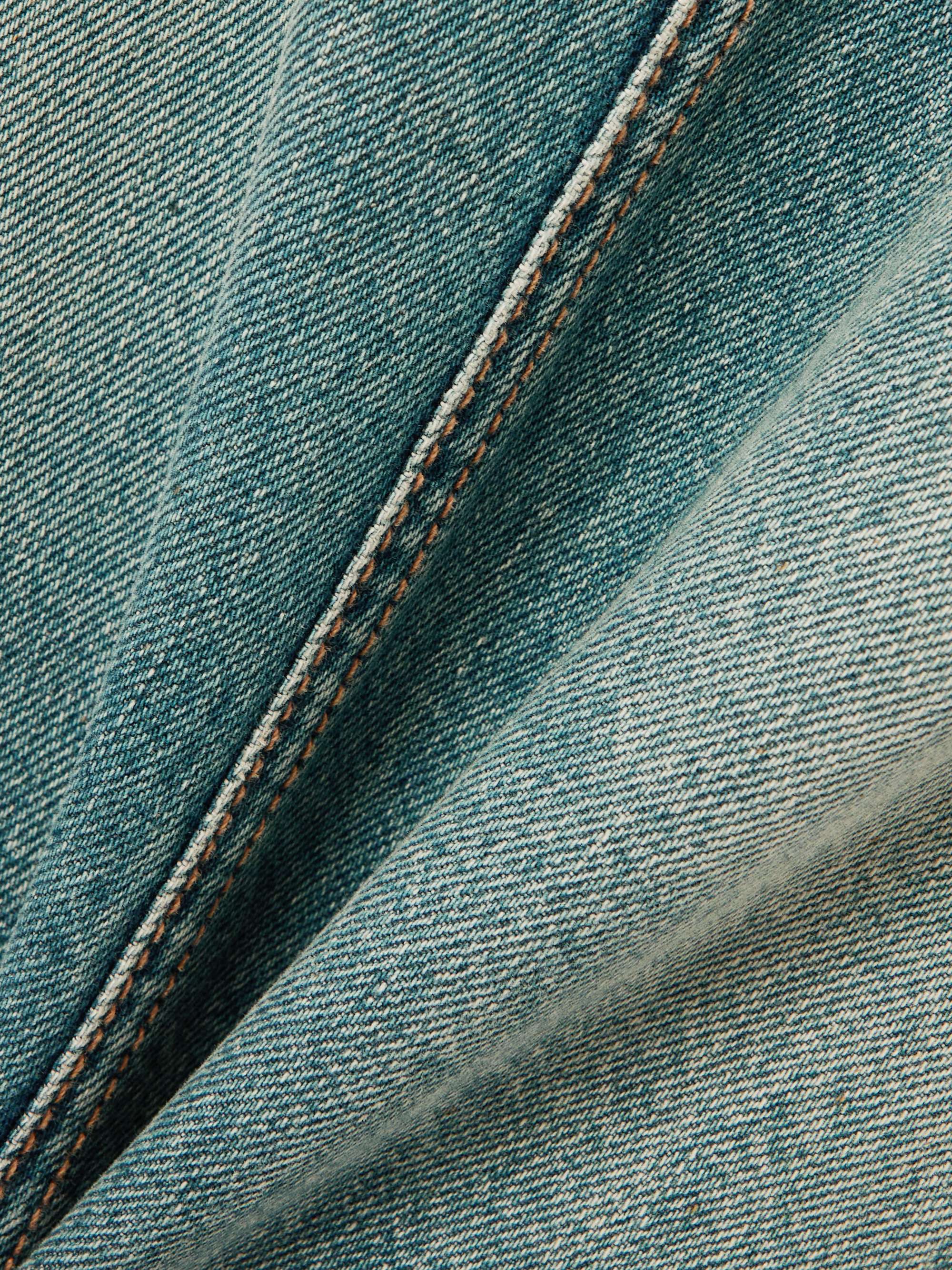 Paneled denim midi skirt view