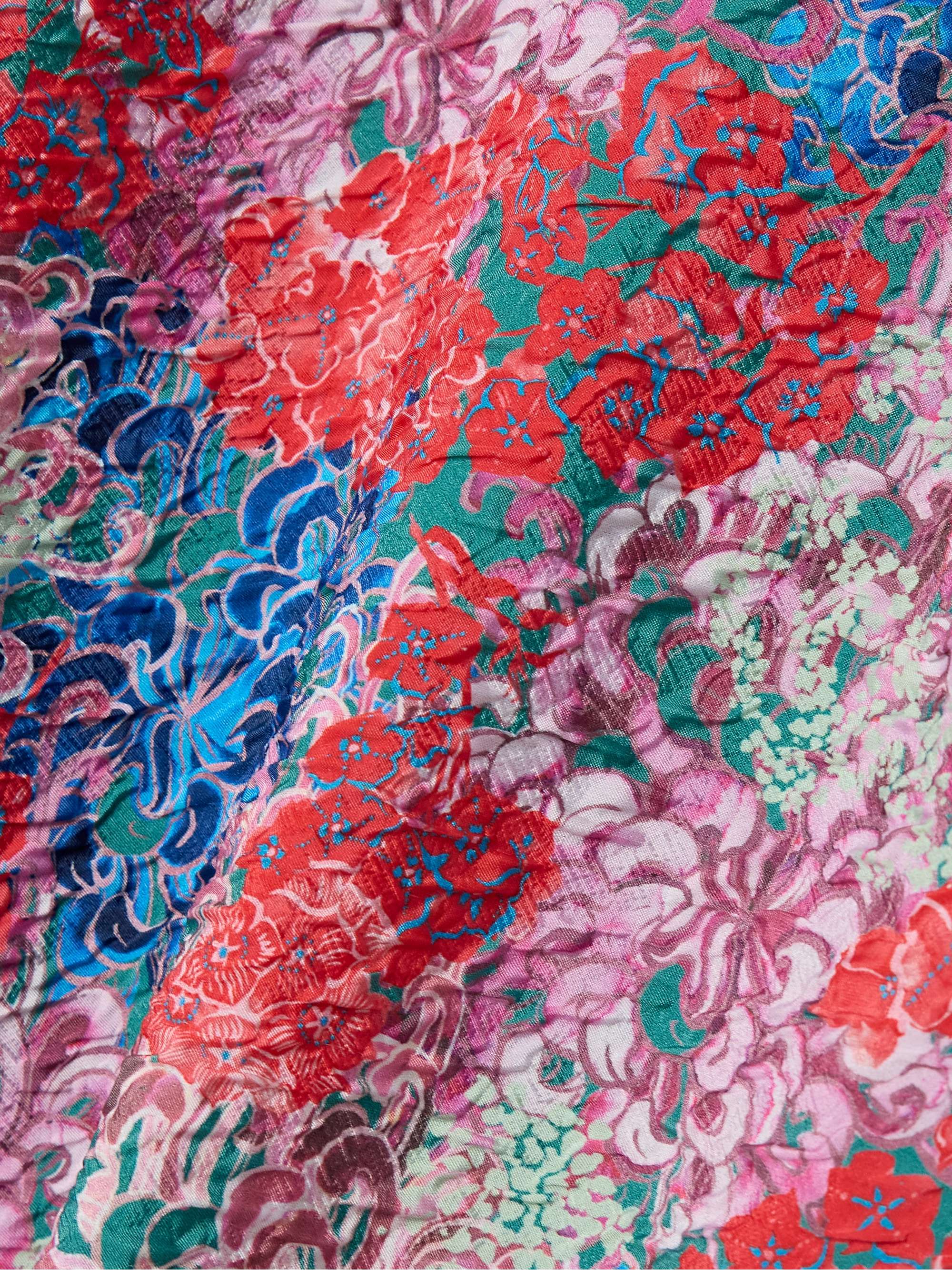 Draped floral-print cloqué mini dress view