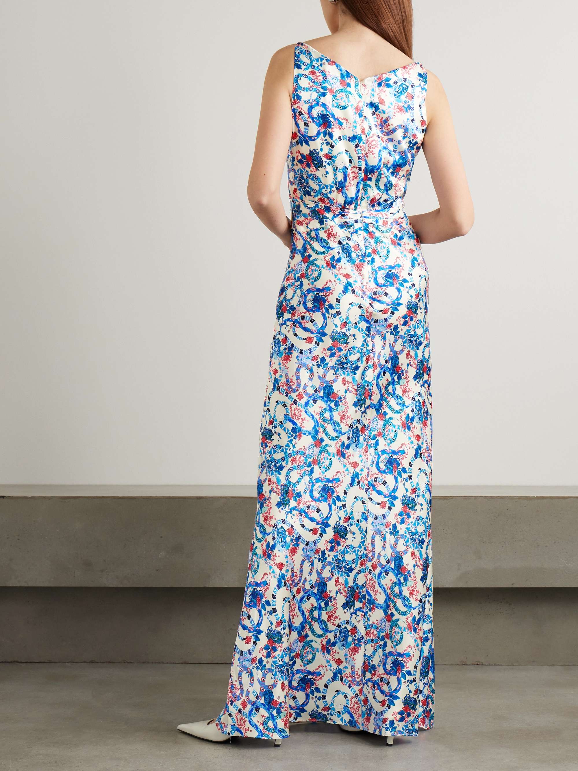 Wilhelmina printed silk-satin maxi dress view