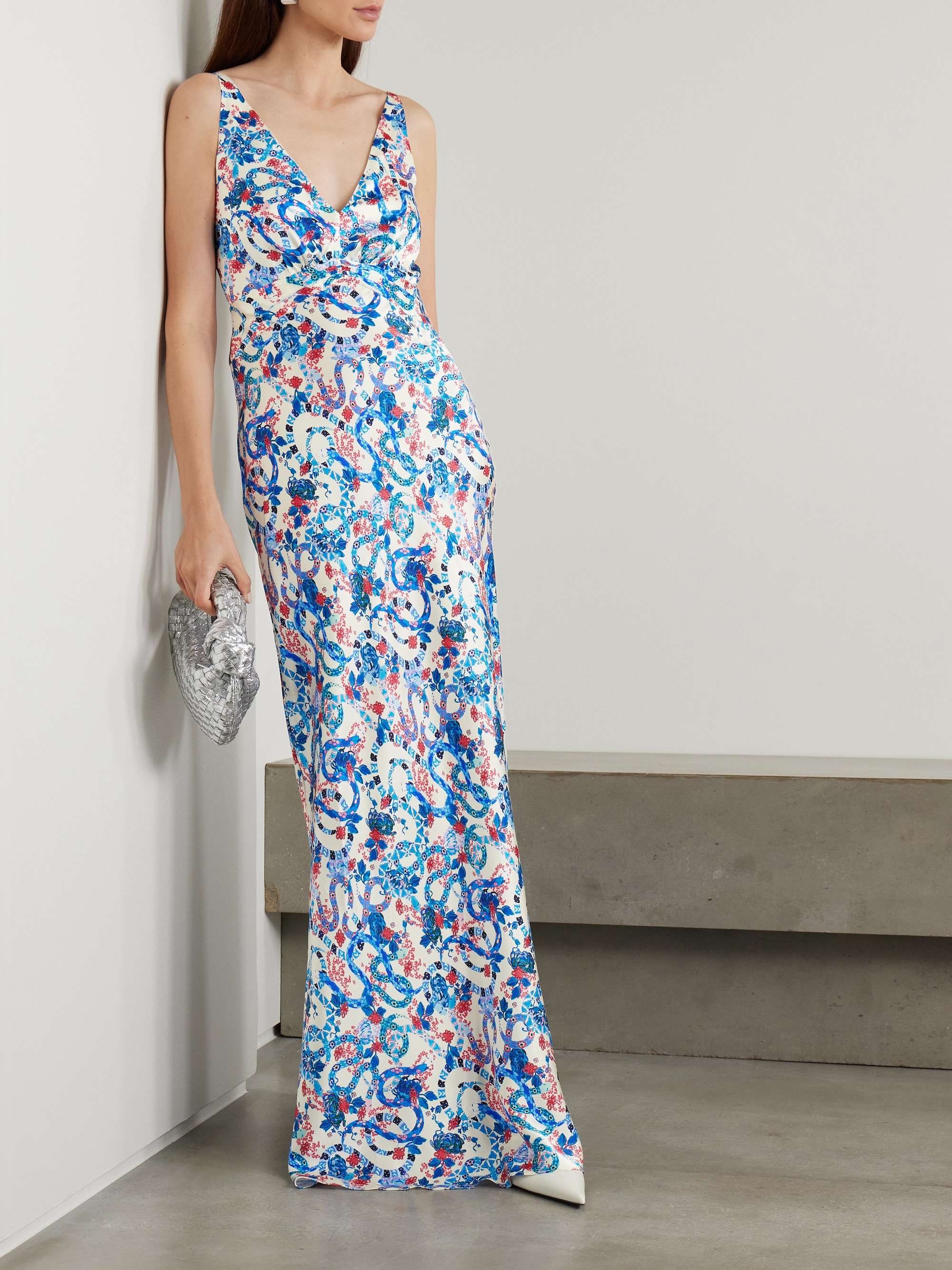 Wilhelmina printed silk-satin maxi dress view