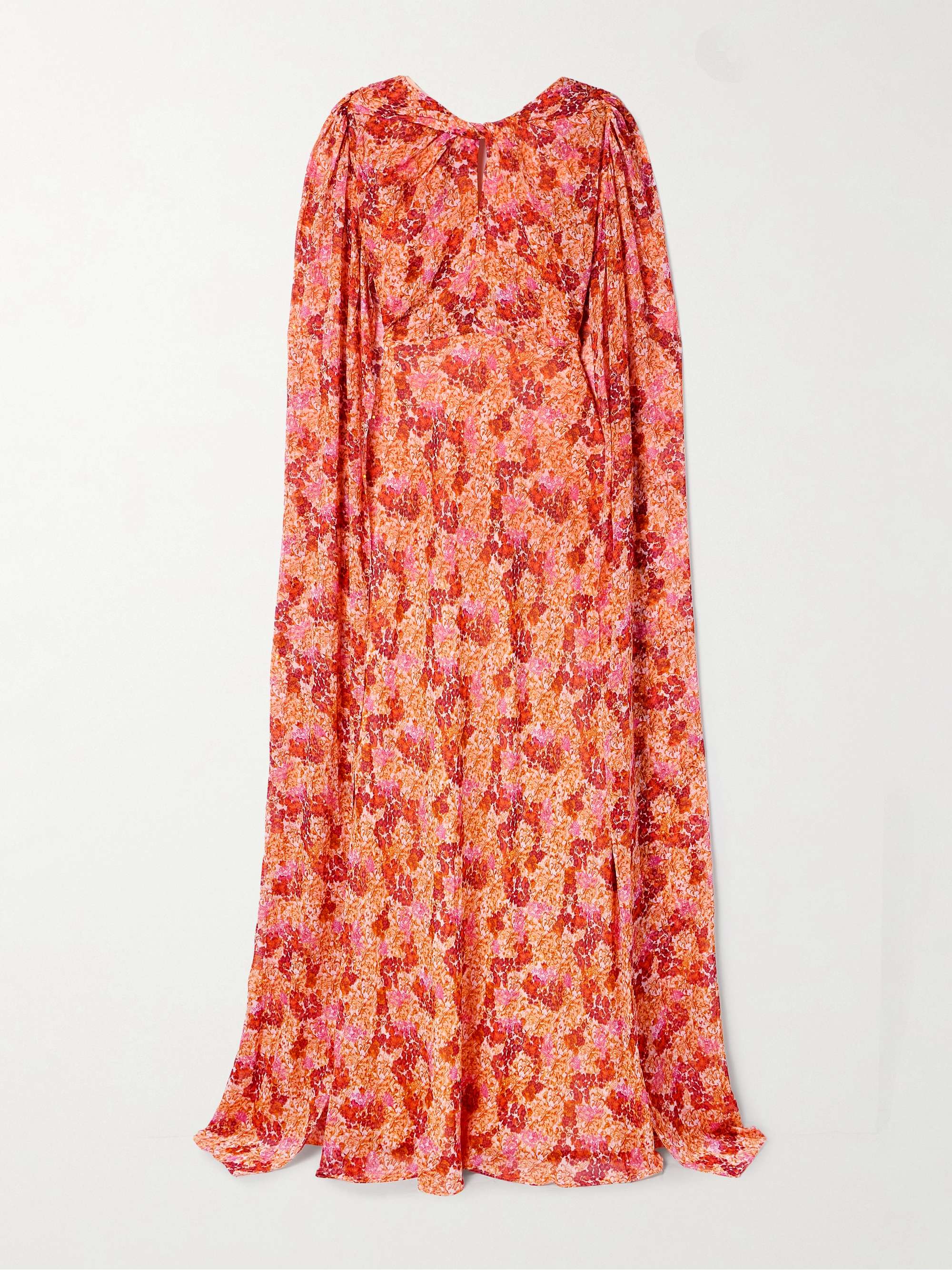 Claudia cape-effect floral-print silk-georgette gown view
