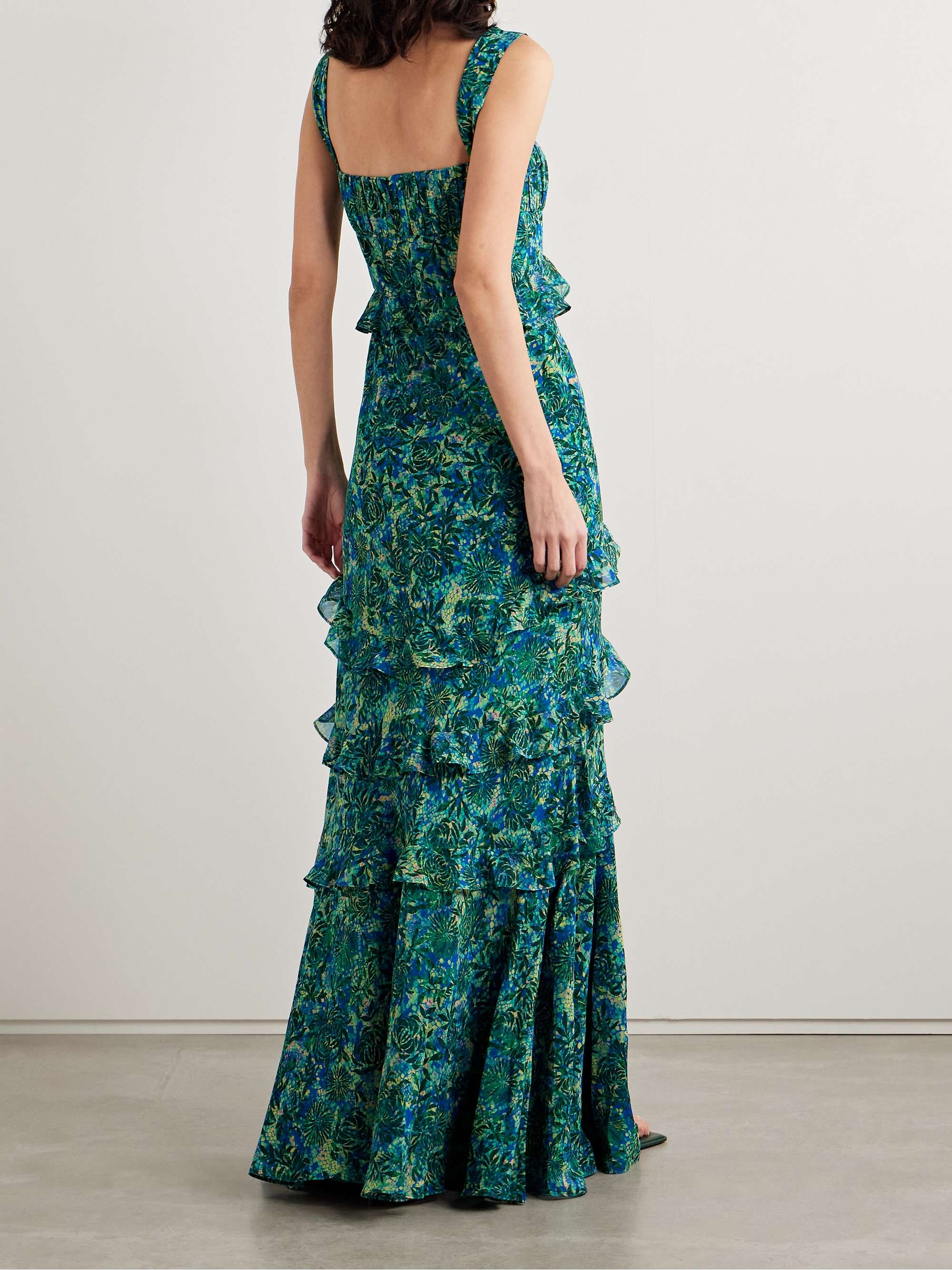 Chandra ruffled printed silk-georgette maxi dress view