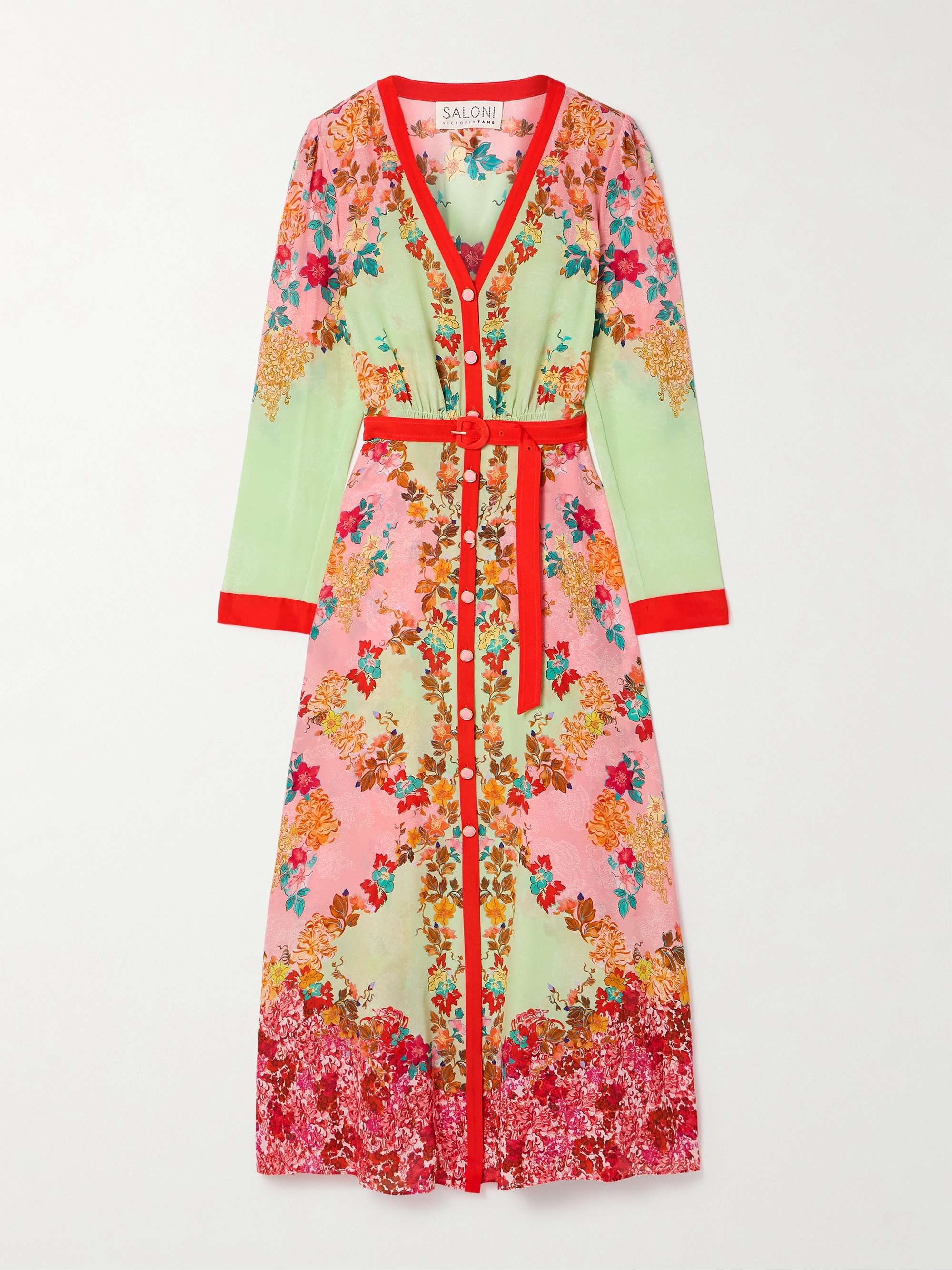 Lea belted floral-print silk crepe de chine maxi dress view
