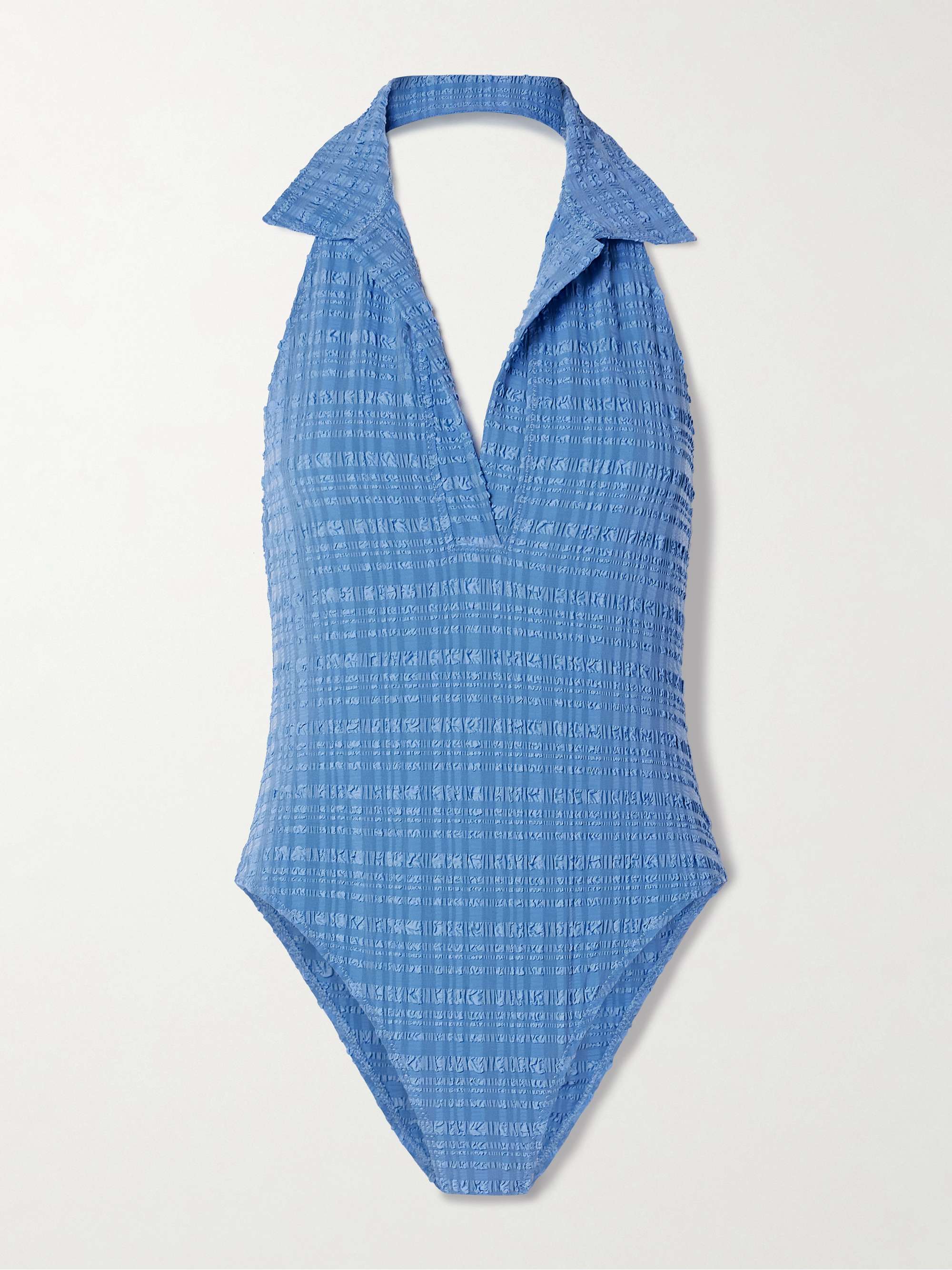 Polo seersucker halterneck swimsuit view