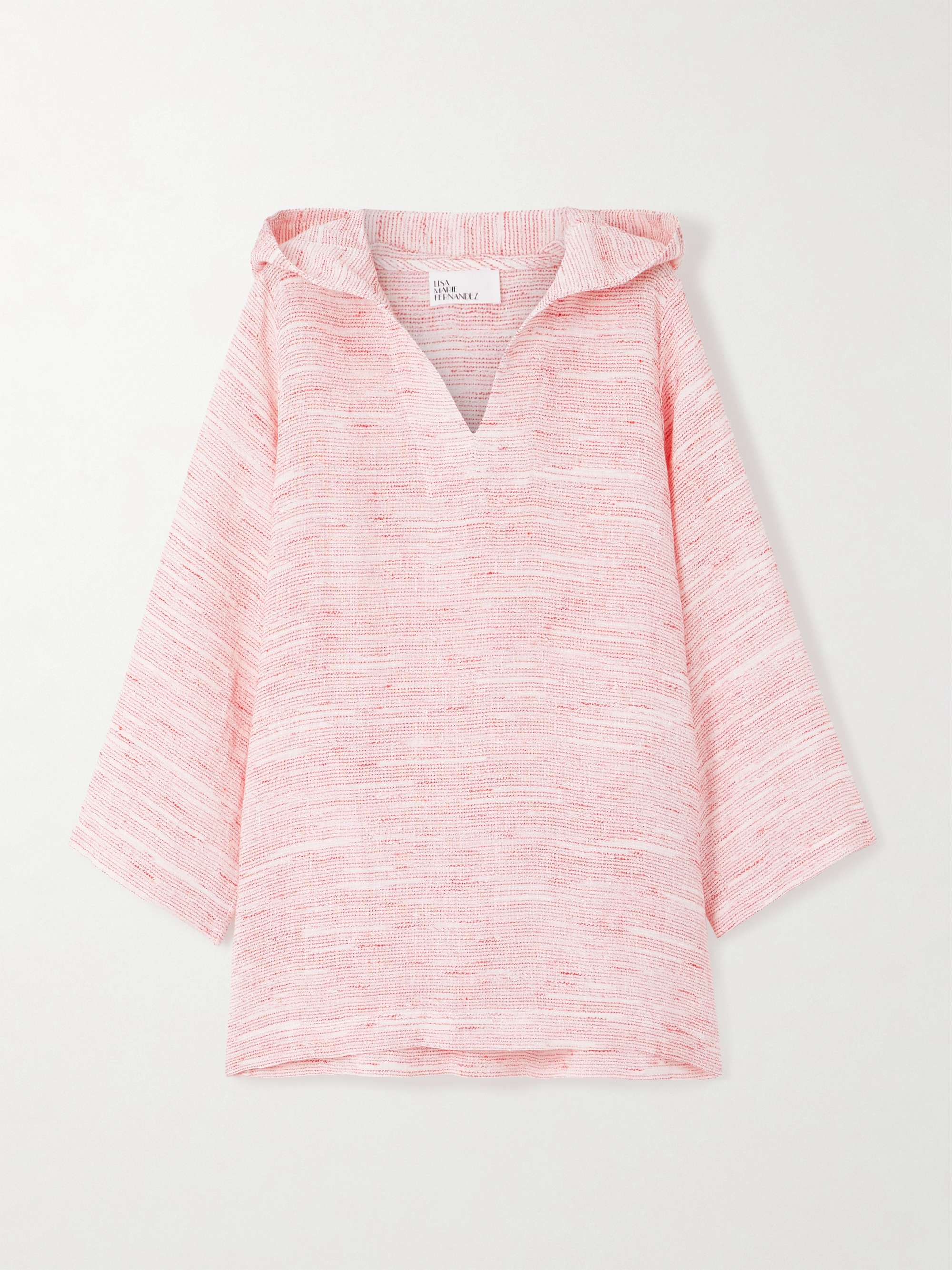 Hooded striped linen-blend gauze tunic view