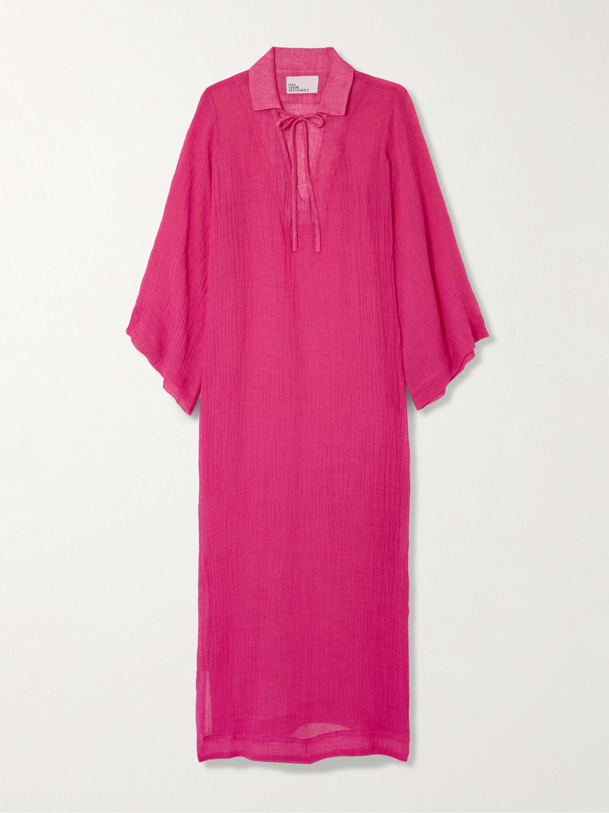 Crinkled linen-blend gauze kaftan view