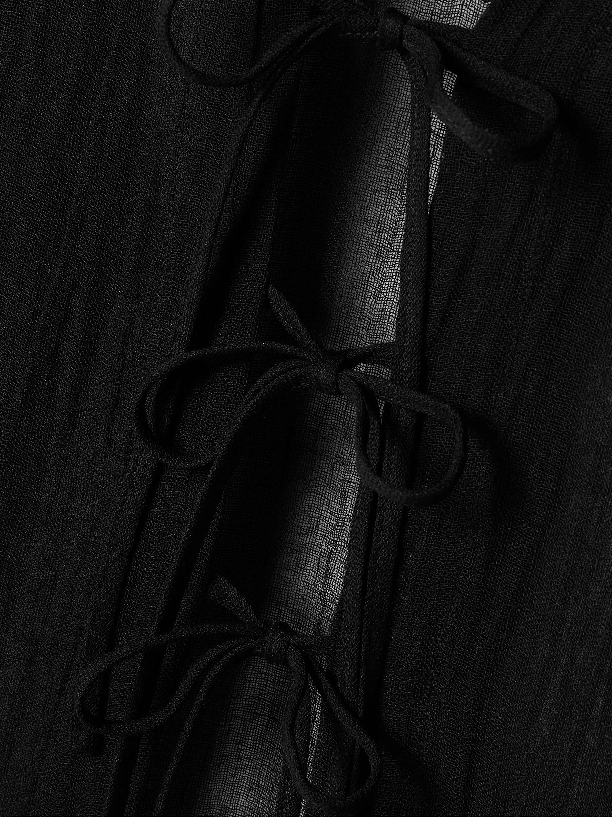 Hooded crinkled linen-blend gauze coverup view