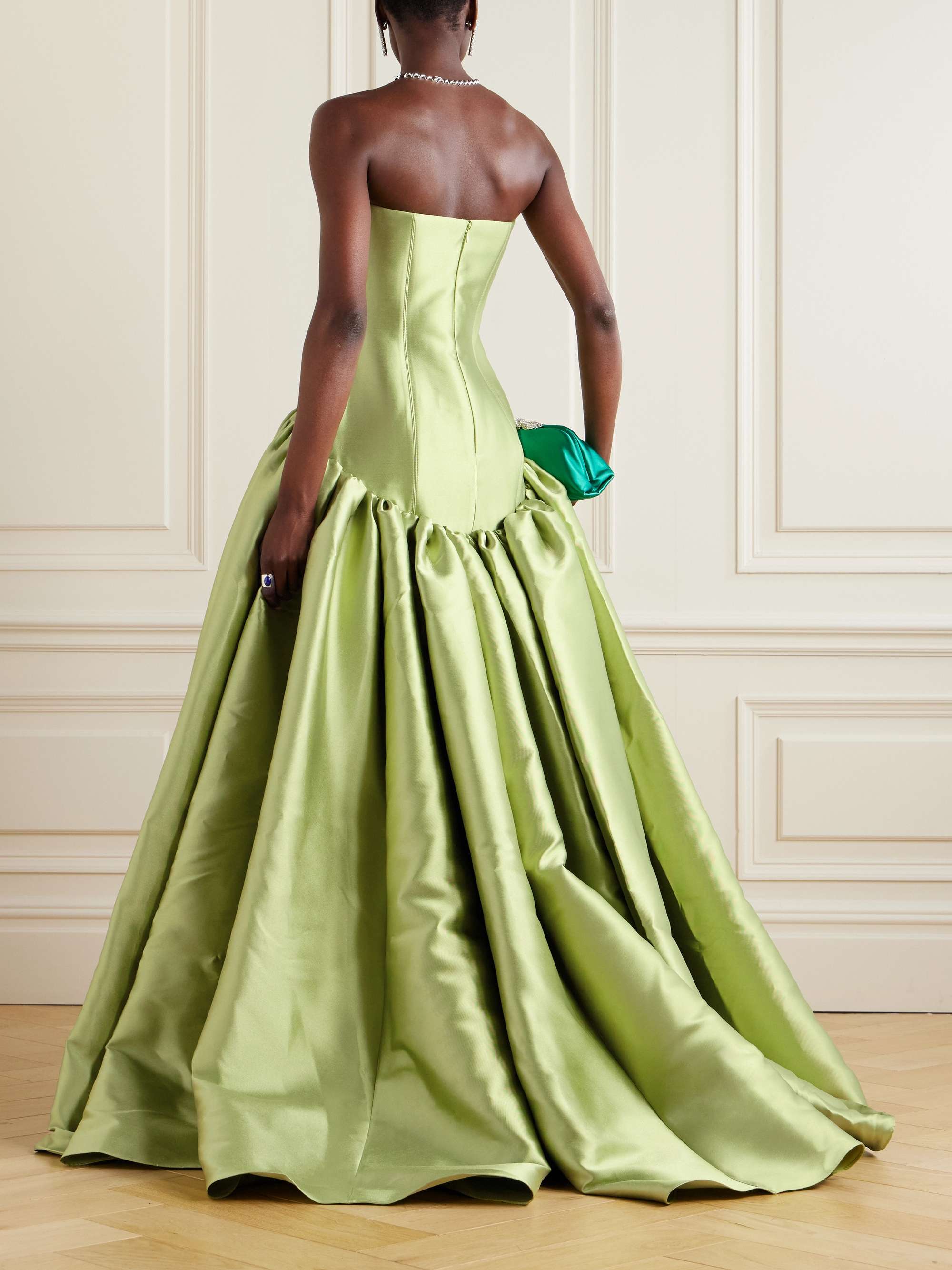 Cassia strapless pleated satin-twill gown view