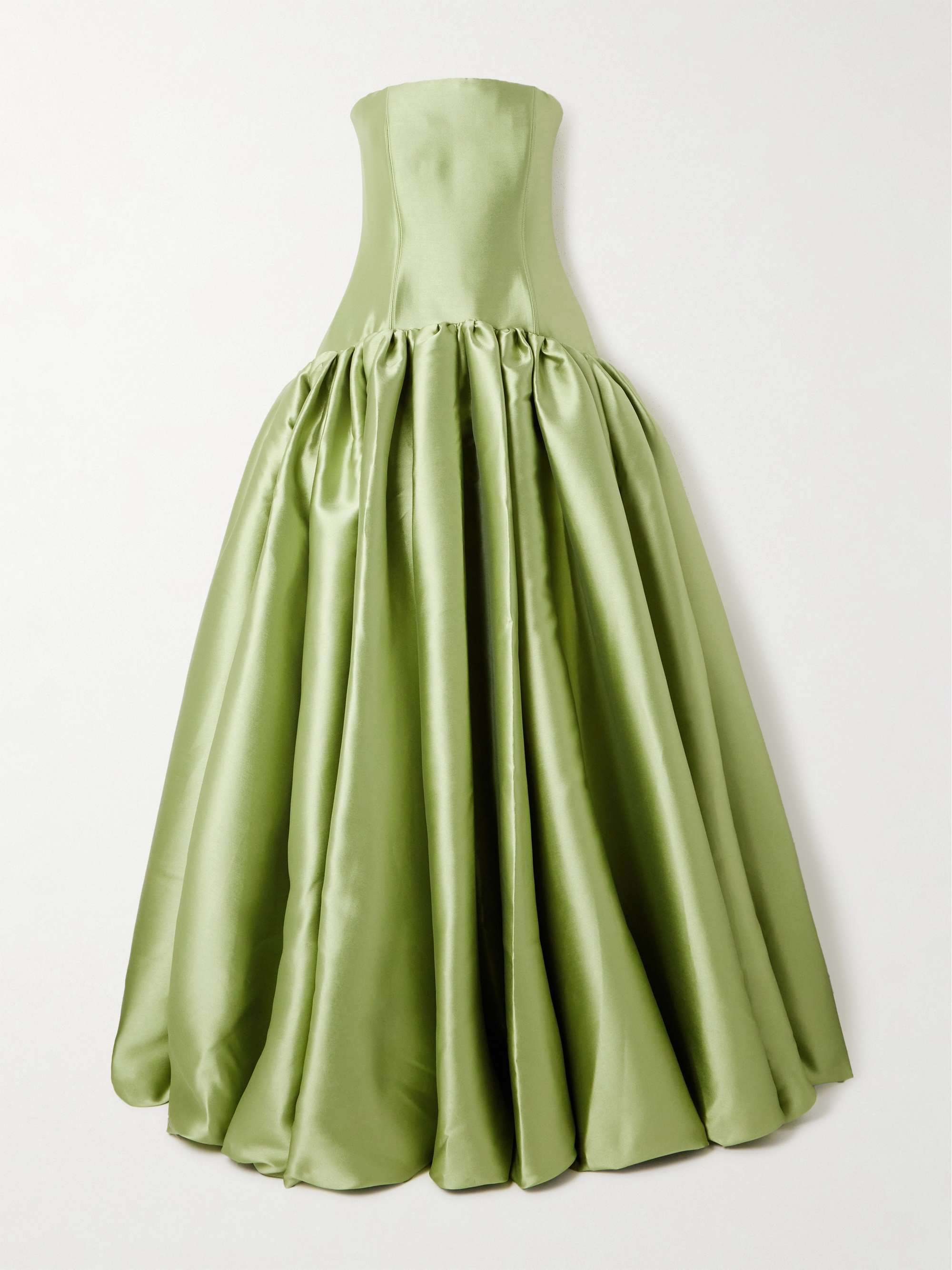 Cassia strapless pleated satin-twill gown view