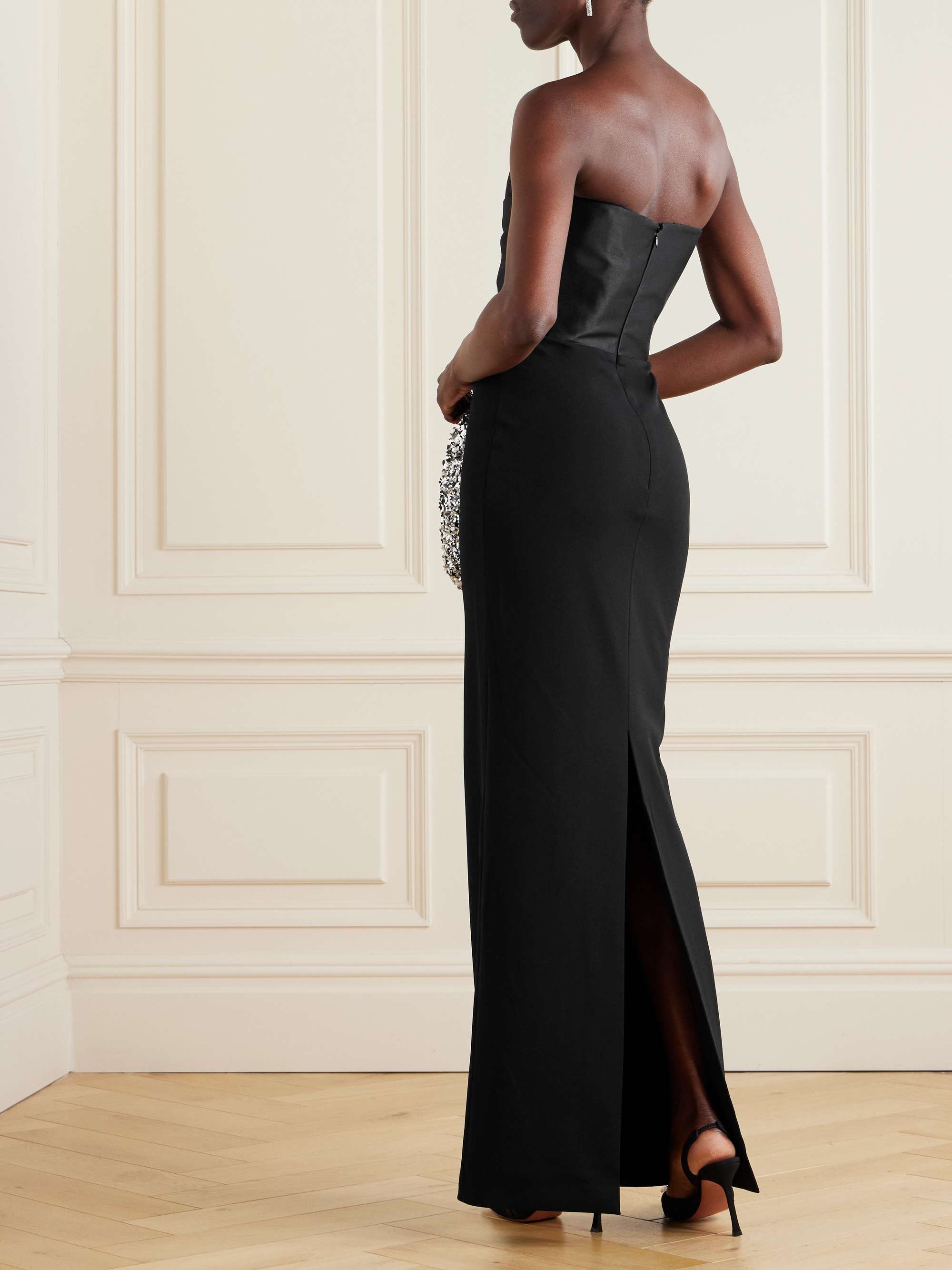 Satin twill-trimmed crepe gown view
