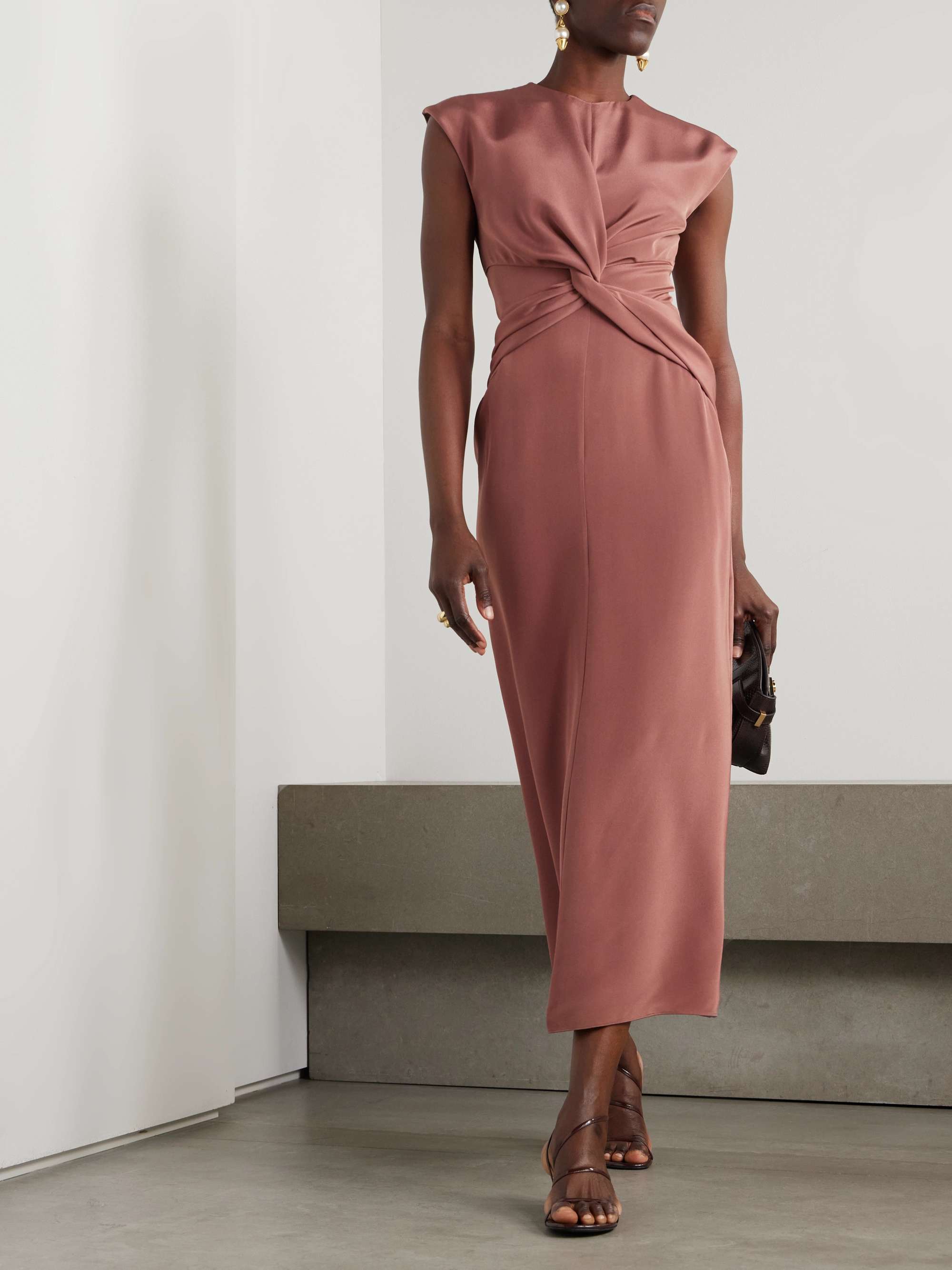 Jessa twist-front crepe midi dress view