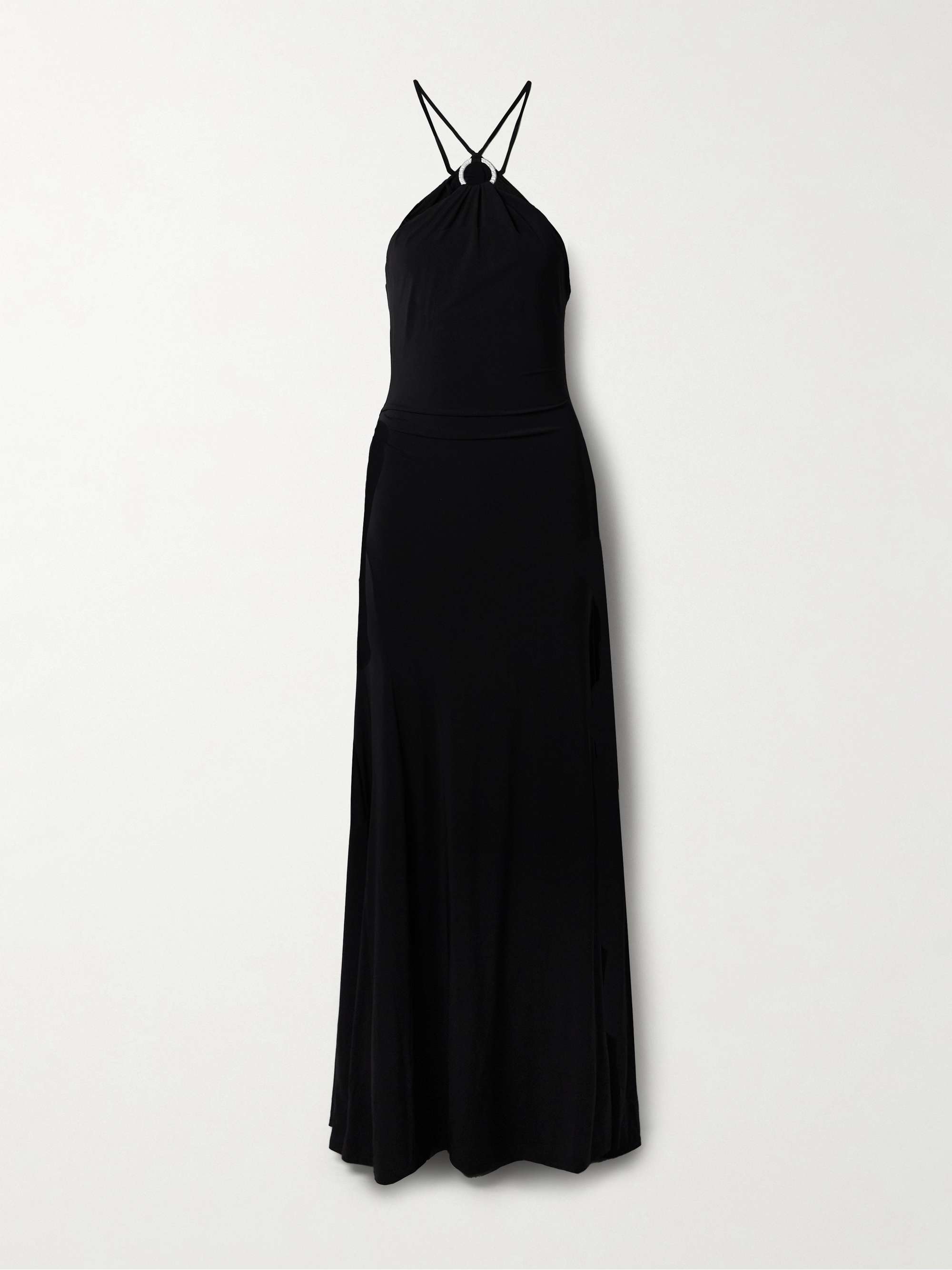 Mika embellished stretch-knit halterneck maxi dress view