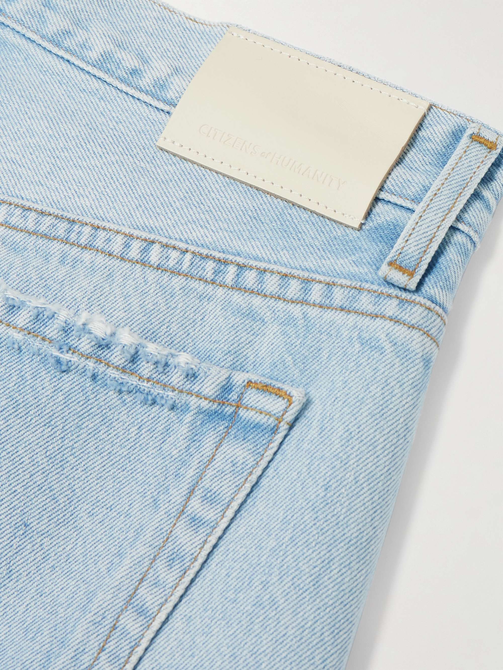 Miro distressed mid-rise barrel-leg jeans view