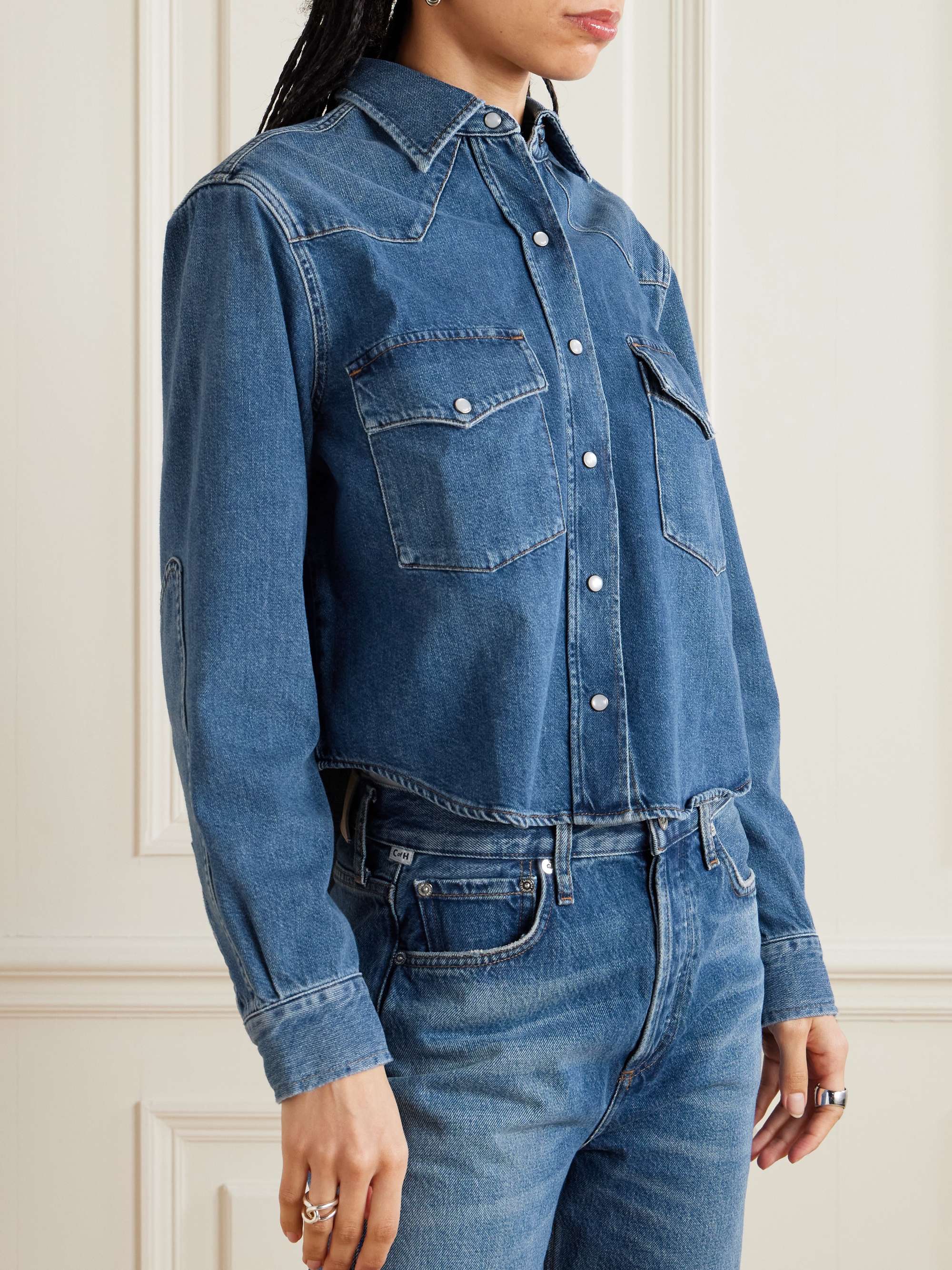 Cropped Western denim shirt view