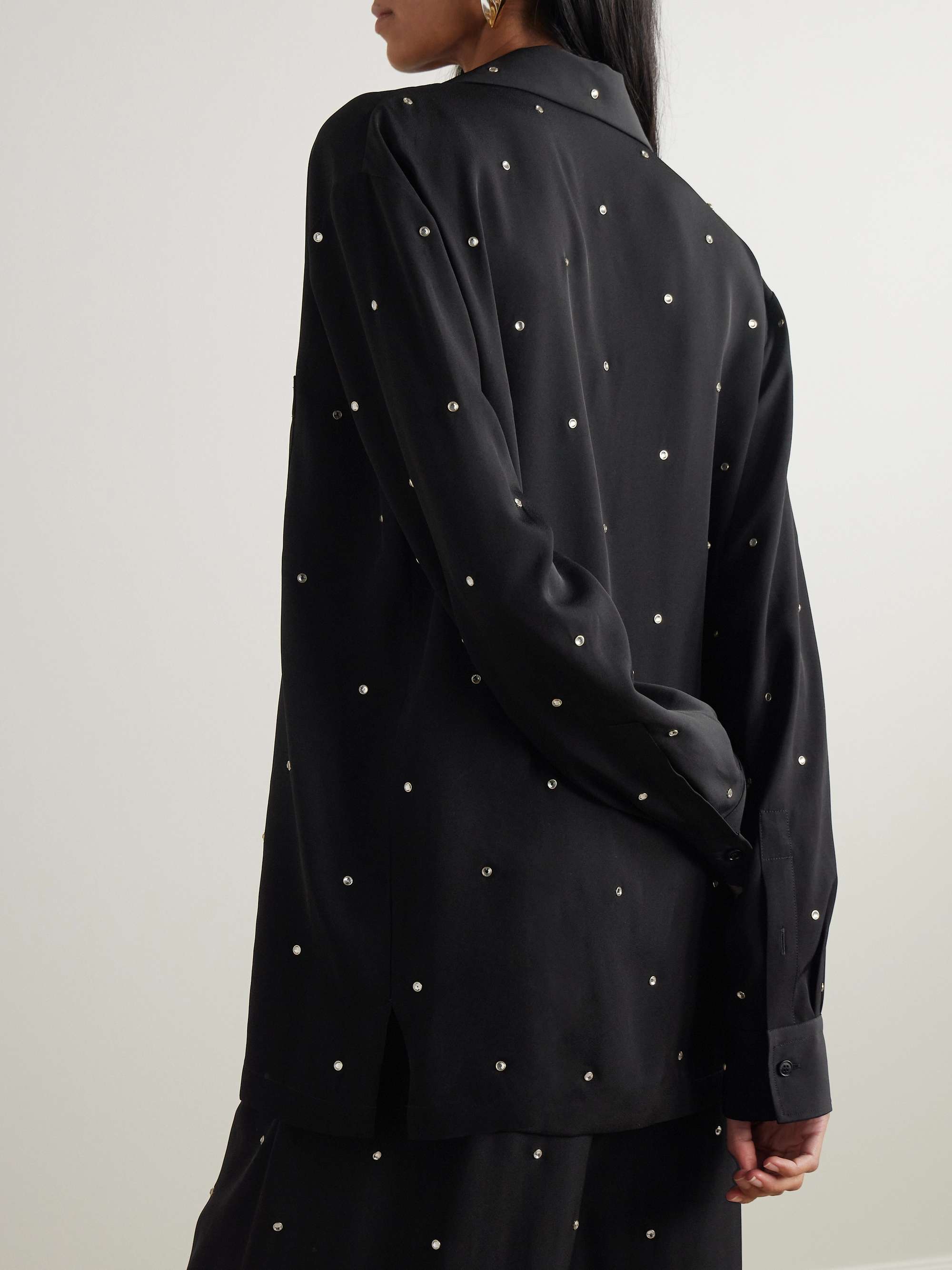 Crystal-embellished crepe shirt view