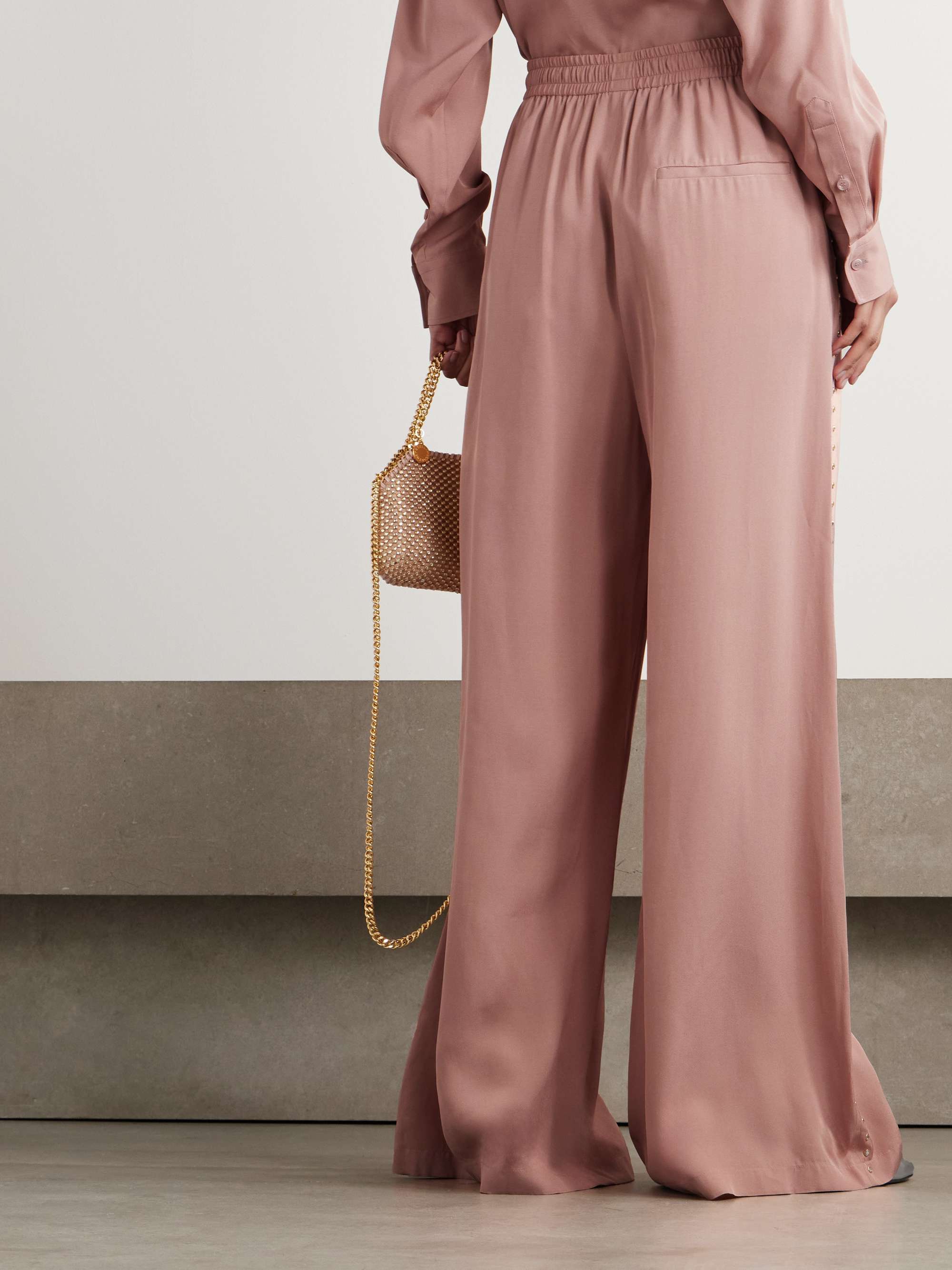 Crystal-embellished crepe wide-leg pants view