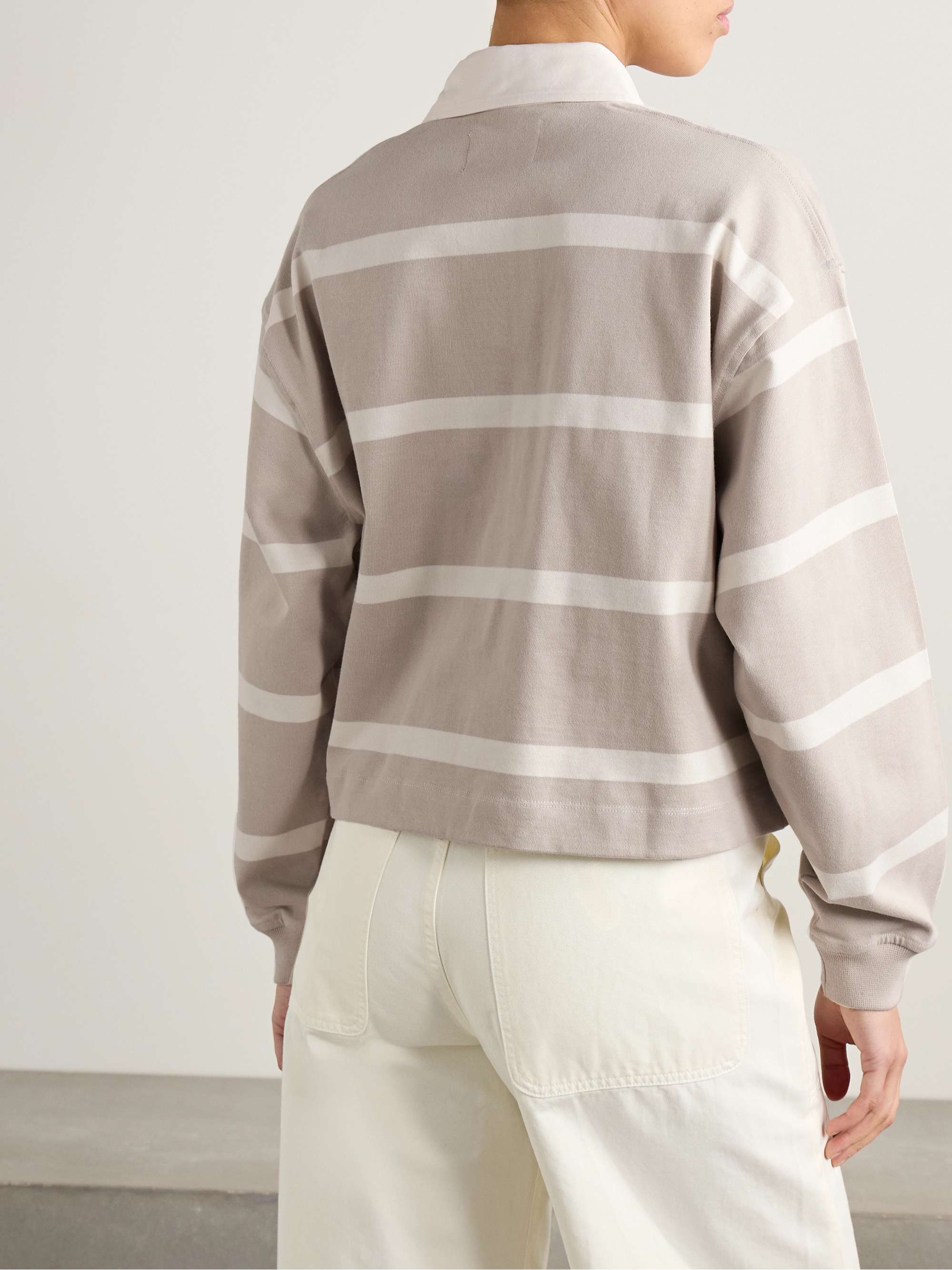 Aris twill-trimmed striped cotton-jersey polo shirt view